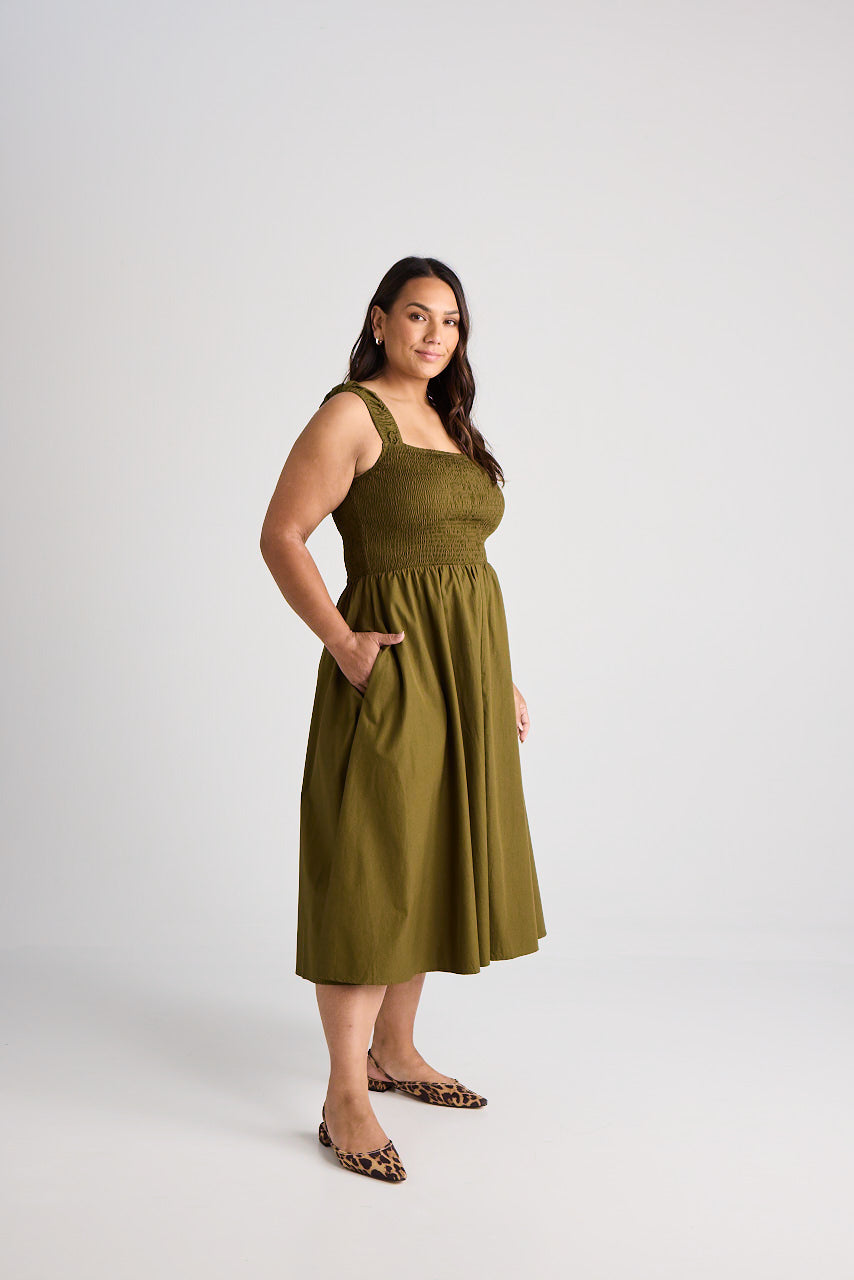 Jamie - Dress - Midi - Olive