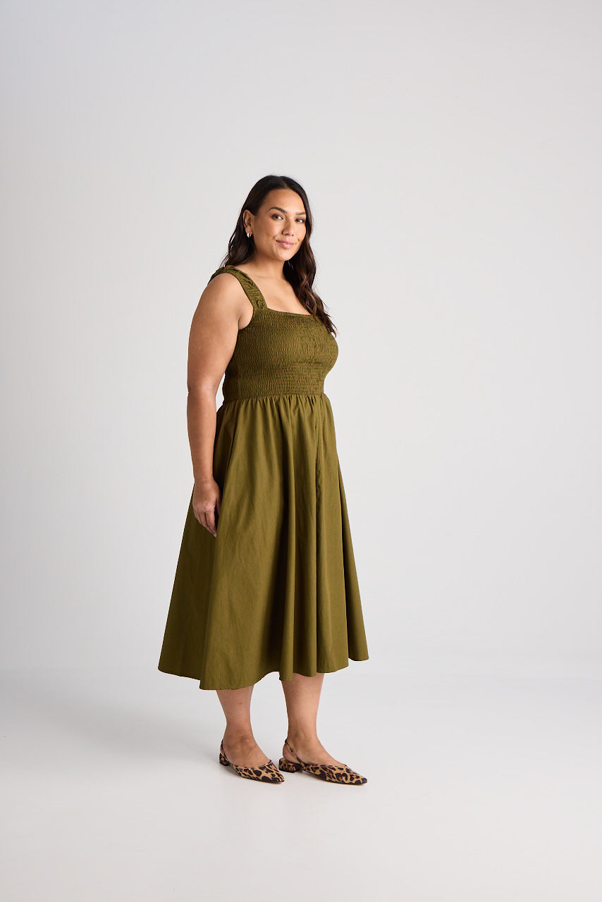 Jamie - Dress - Midi - Olive