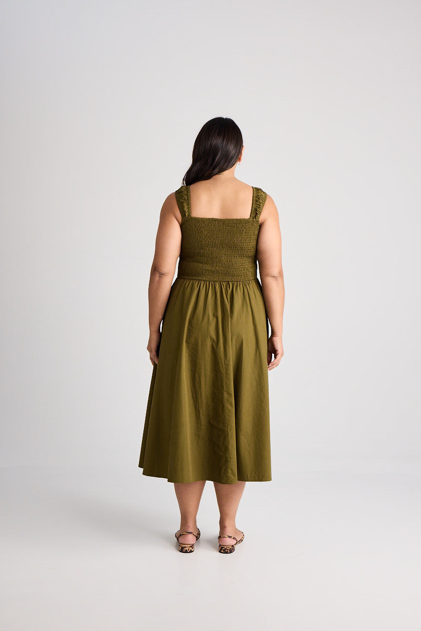 Jamie - Dress - Midi - Olive