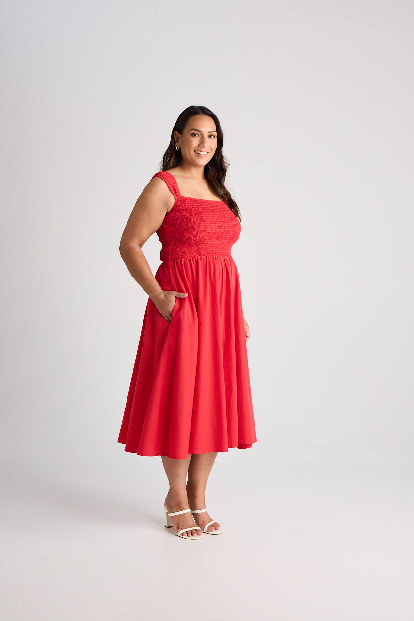 Jamie - Dress - Midi - Red