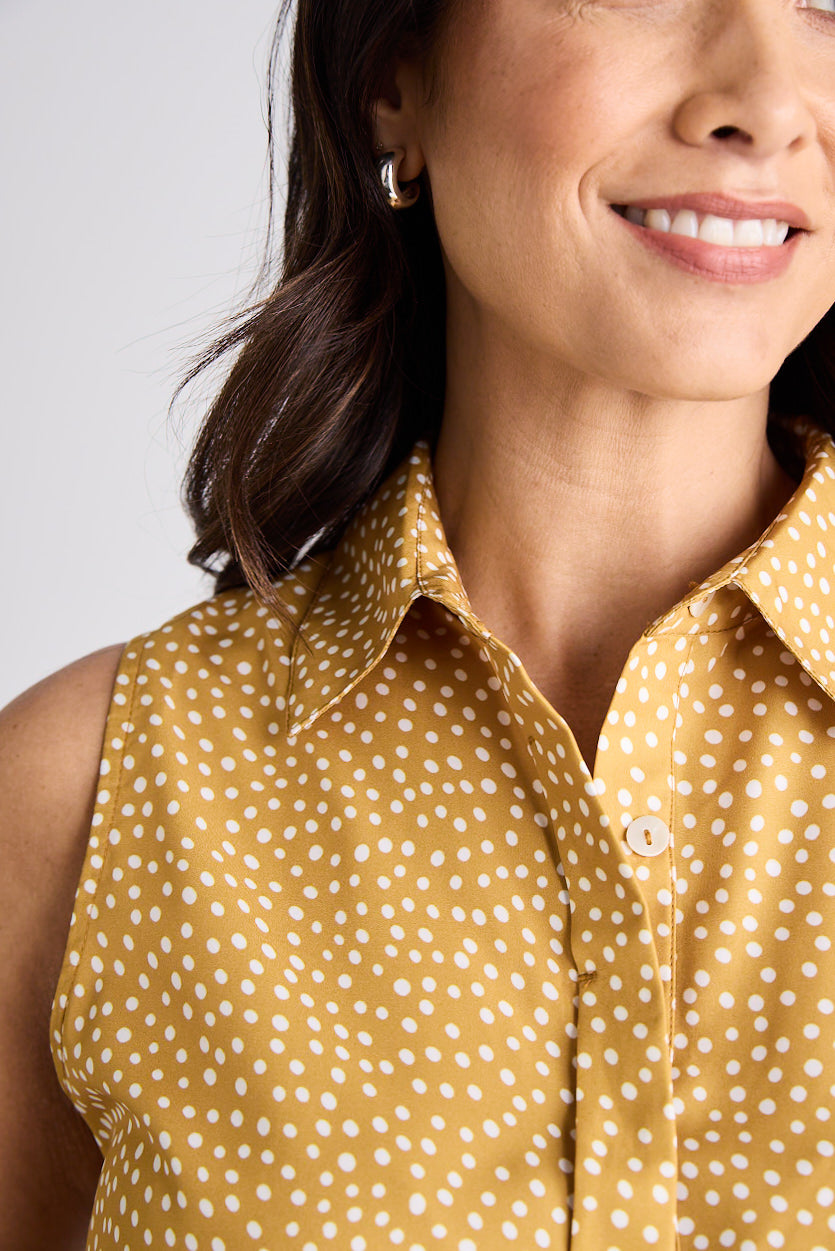 Lilli - Dress - Knee-Length - Yellow & White - Silk