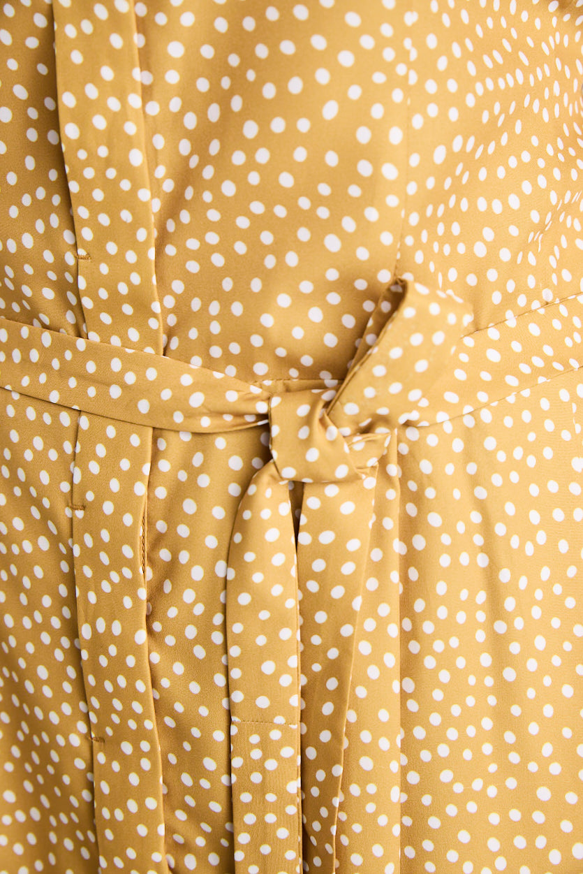 Lilli - Dress - Knee-Length - Yellow & White - Silk