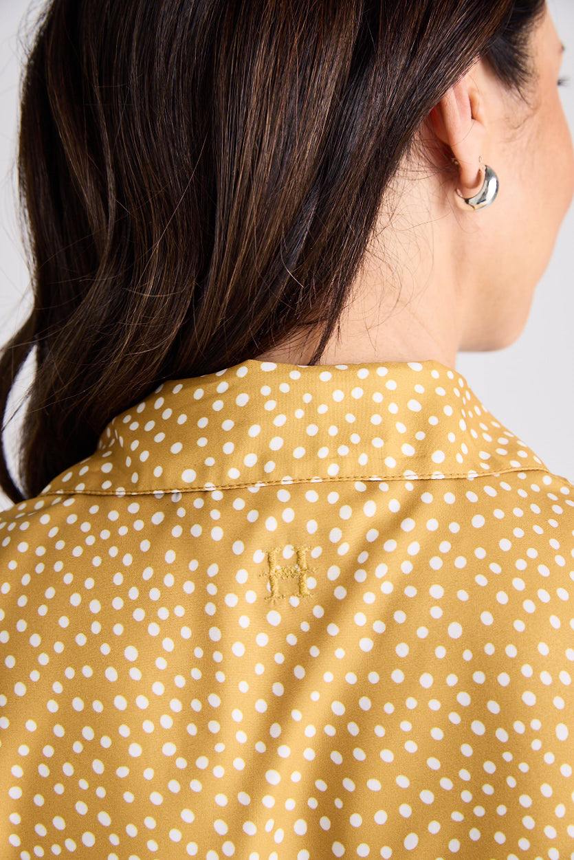 Lilli - Dress - Knee-Length - Yellow & White - Silk