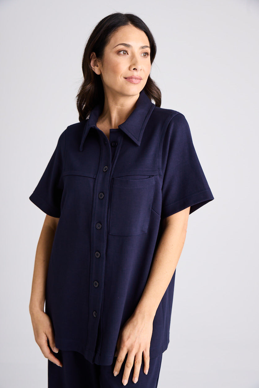 Jacqui - Shirt - Short Sleeve - Navy