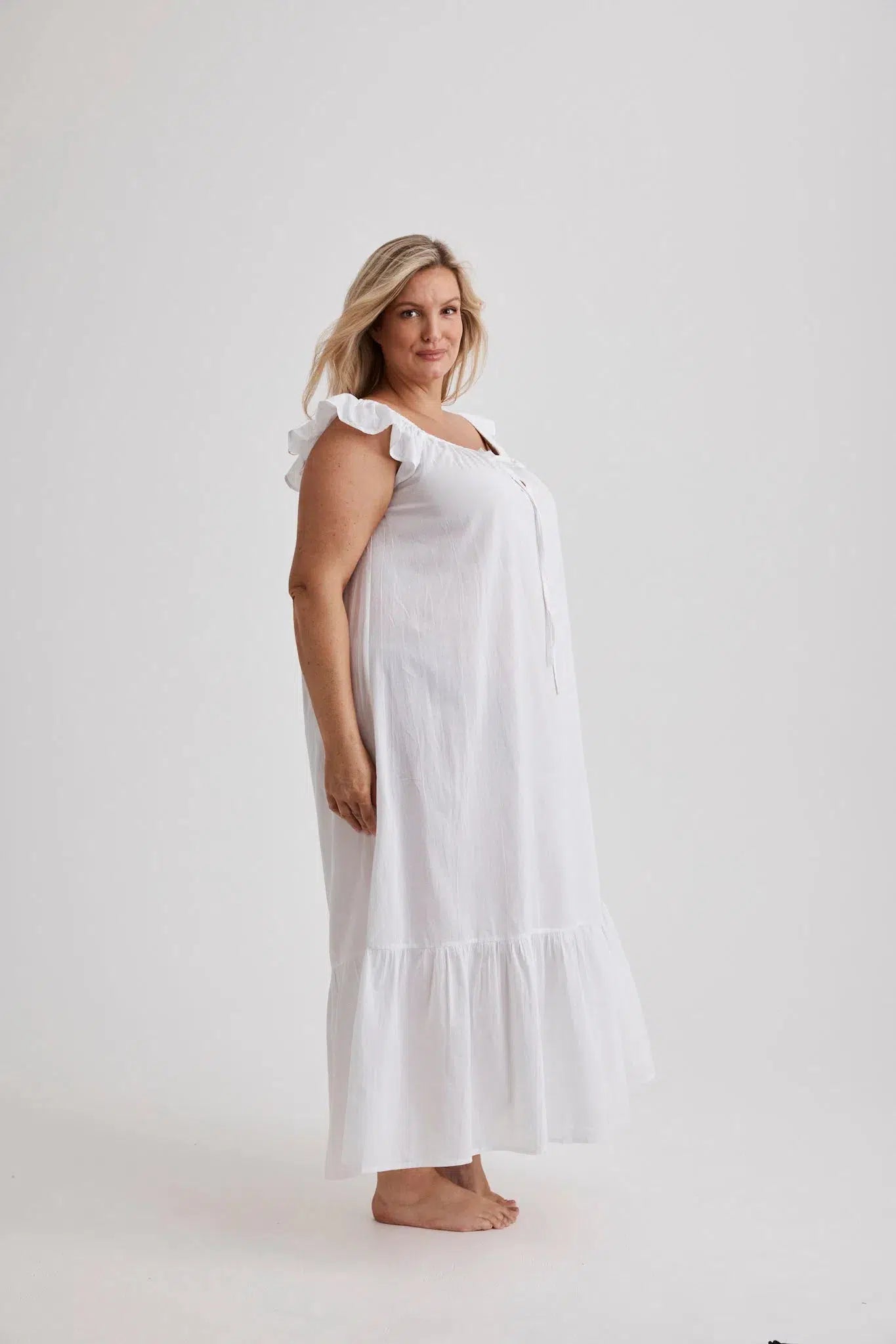 Aurora - Nightgown - Long - White-Nightdress | XS- | Hank & Hera