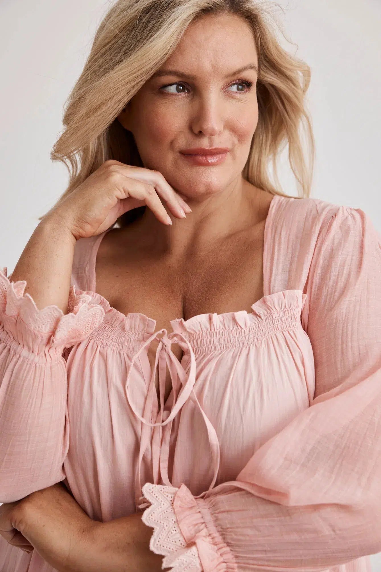 Barbara - Nightgown - Long - Pink-Nightdress | XS- | Hank & Hera