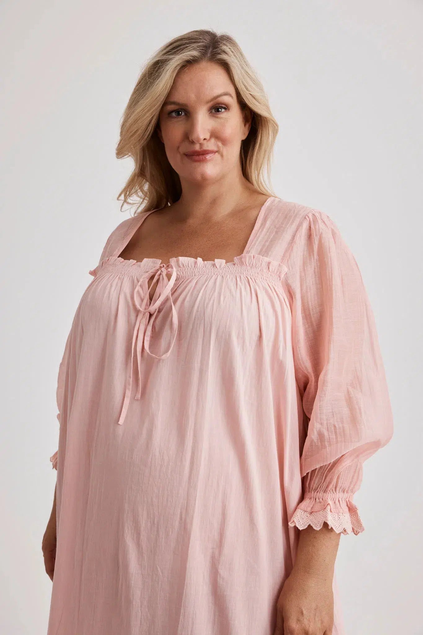 Barbara - Nightgown - Long - Pink-Nightdress | XS- | Hank & Hera