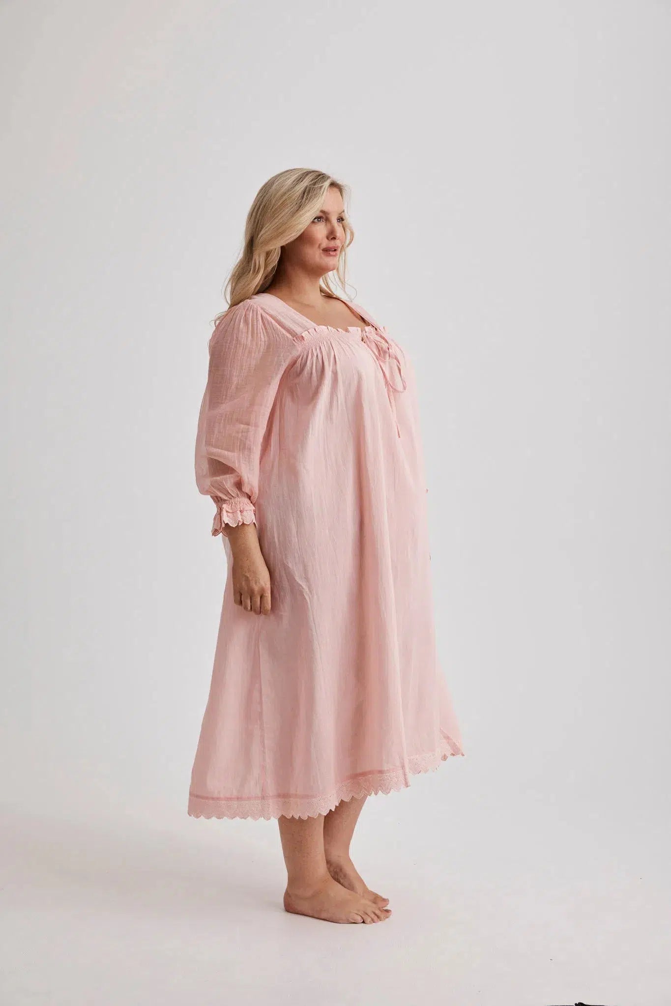 Barbara - Nightgown - Long - Pink-Nightdress | XS- | Hank & Hera