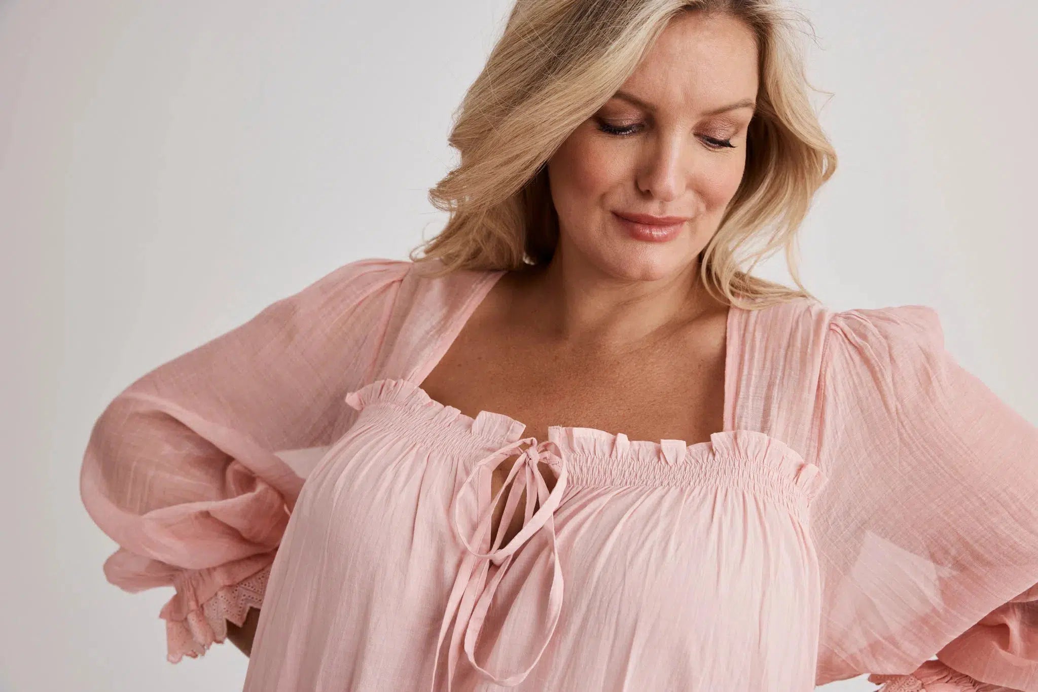 Barbara - Nightgown - Long - Pink-Nightdress | XS- | Hank & Hera