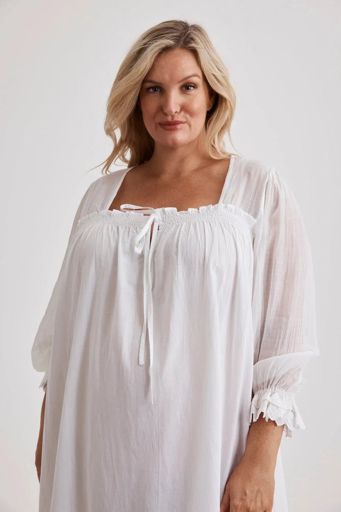 Barbara - Nightgown - Long - White-Nightdress | XS- | Hank & Hera