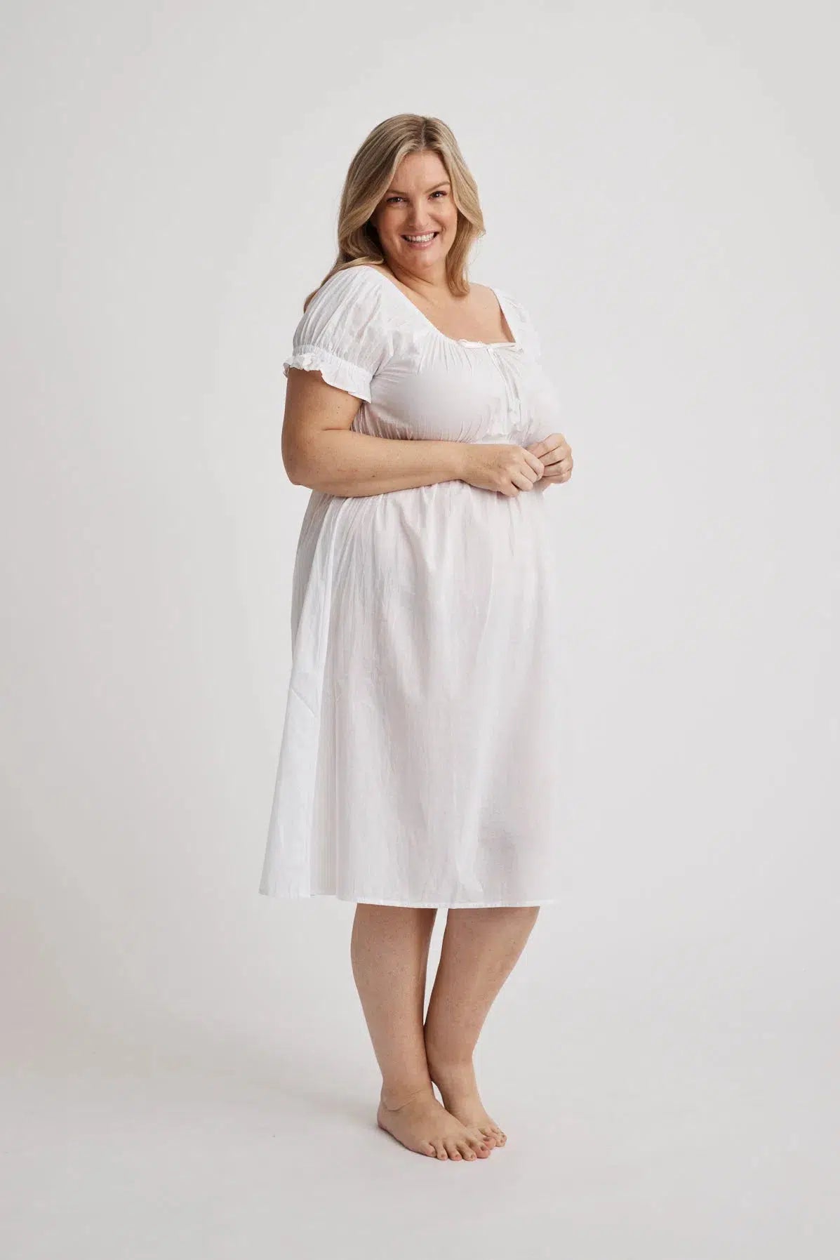 Beverley - Nightdress - Short - White-Nightdress | XS- | Hank & Hera