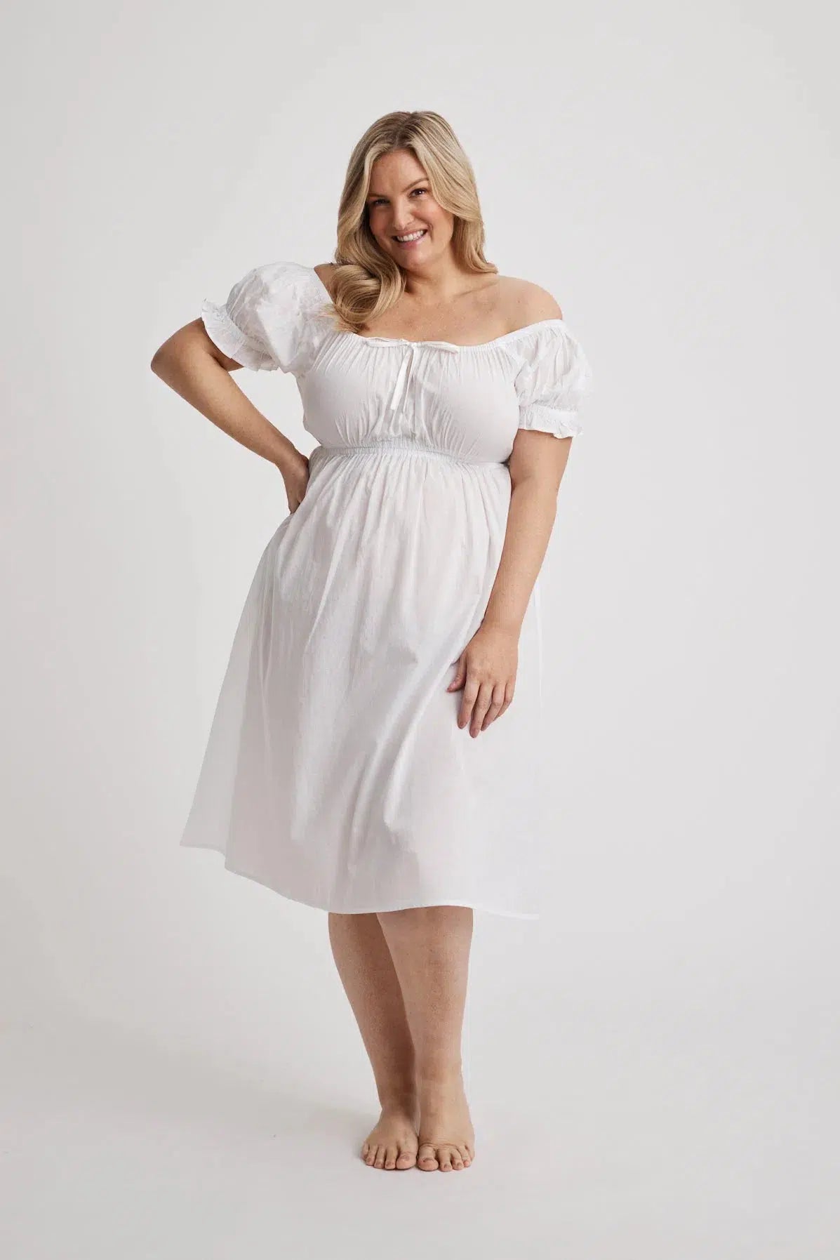 Beverley - Nightdress - Short - White-Nightdress | XS- | Hank & Hera