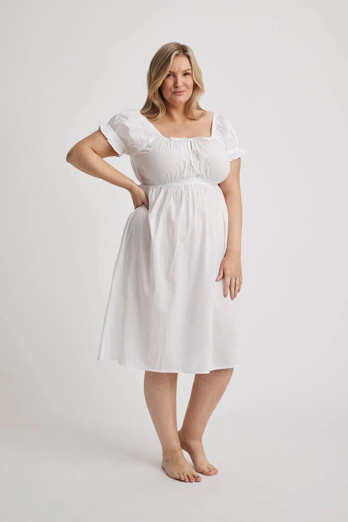 Beverley - Nightdress - Short - White-Nightdress | XS- | Hank & Hera