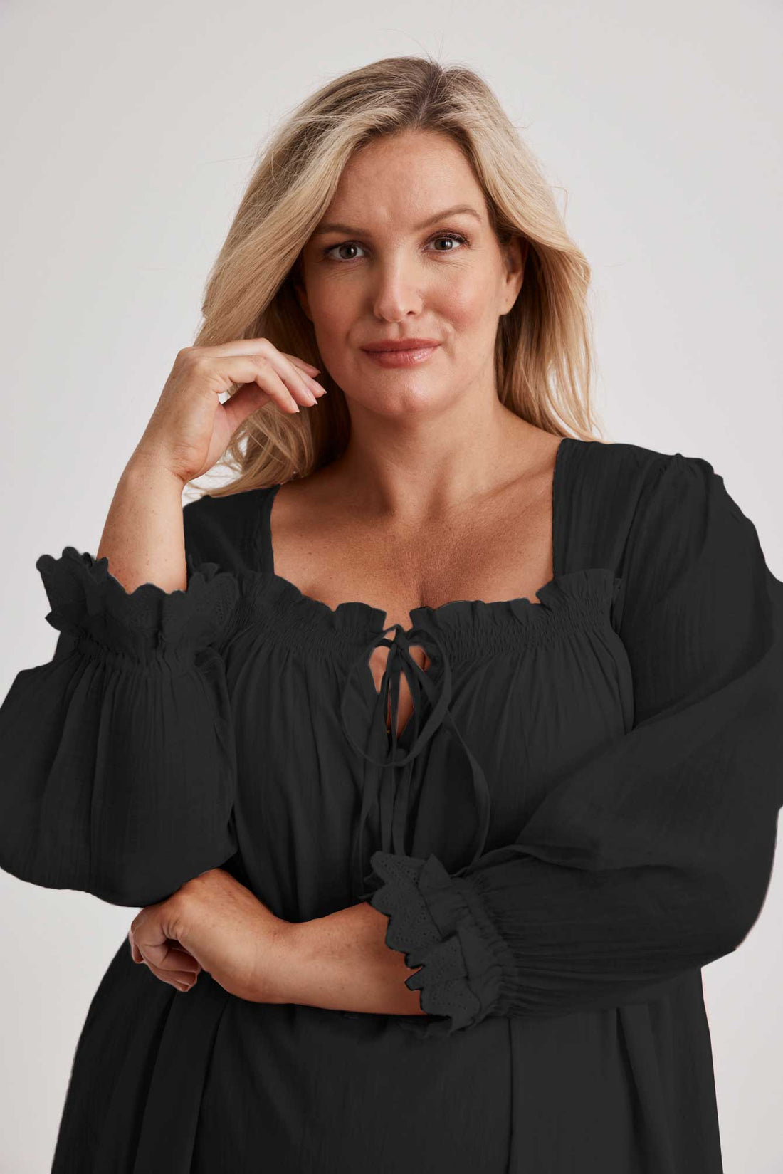 Barbara - Nightgown - Long - Black