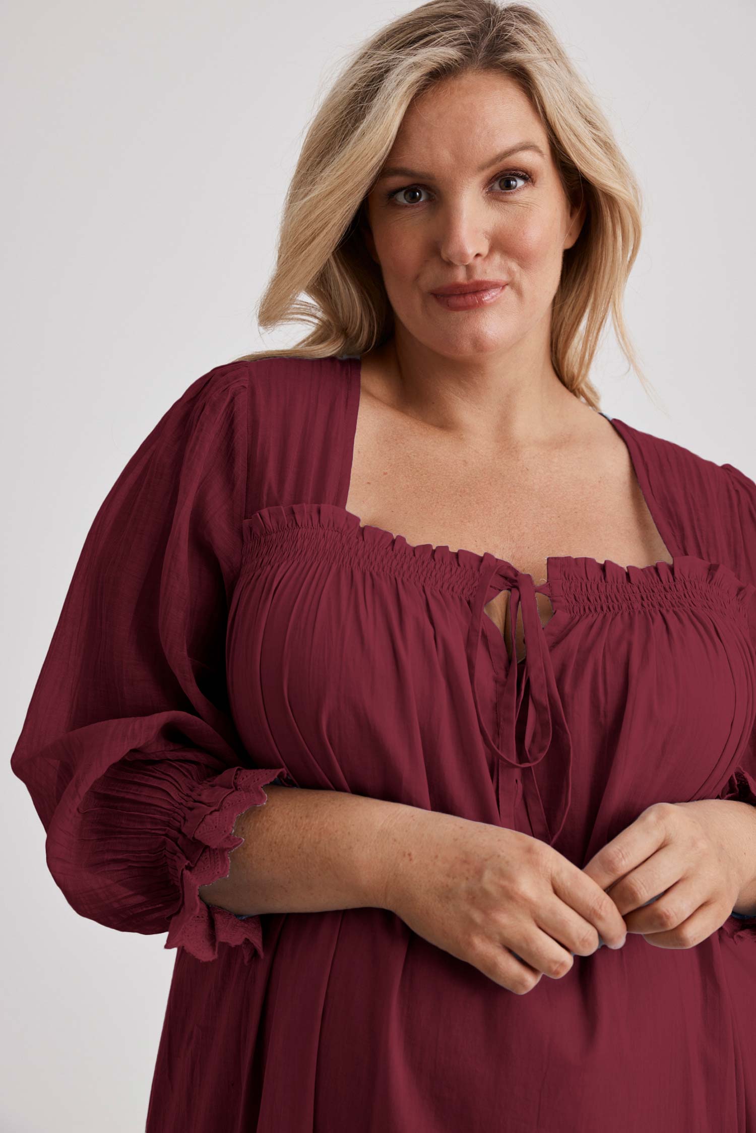 Barbara - Nightgown - Long - Burgundy