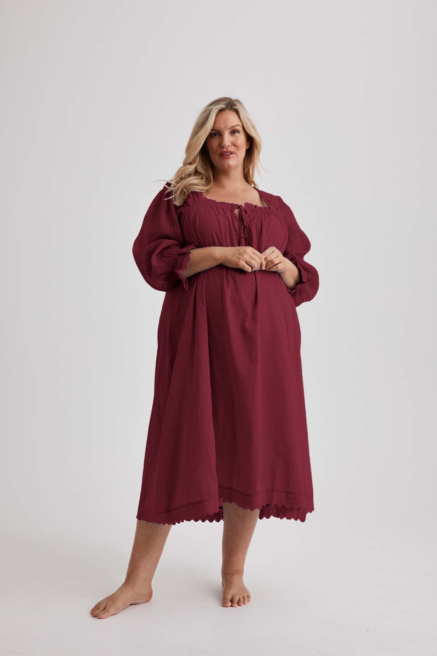 Barbara - Nightgown - Long - Burgundy