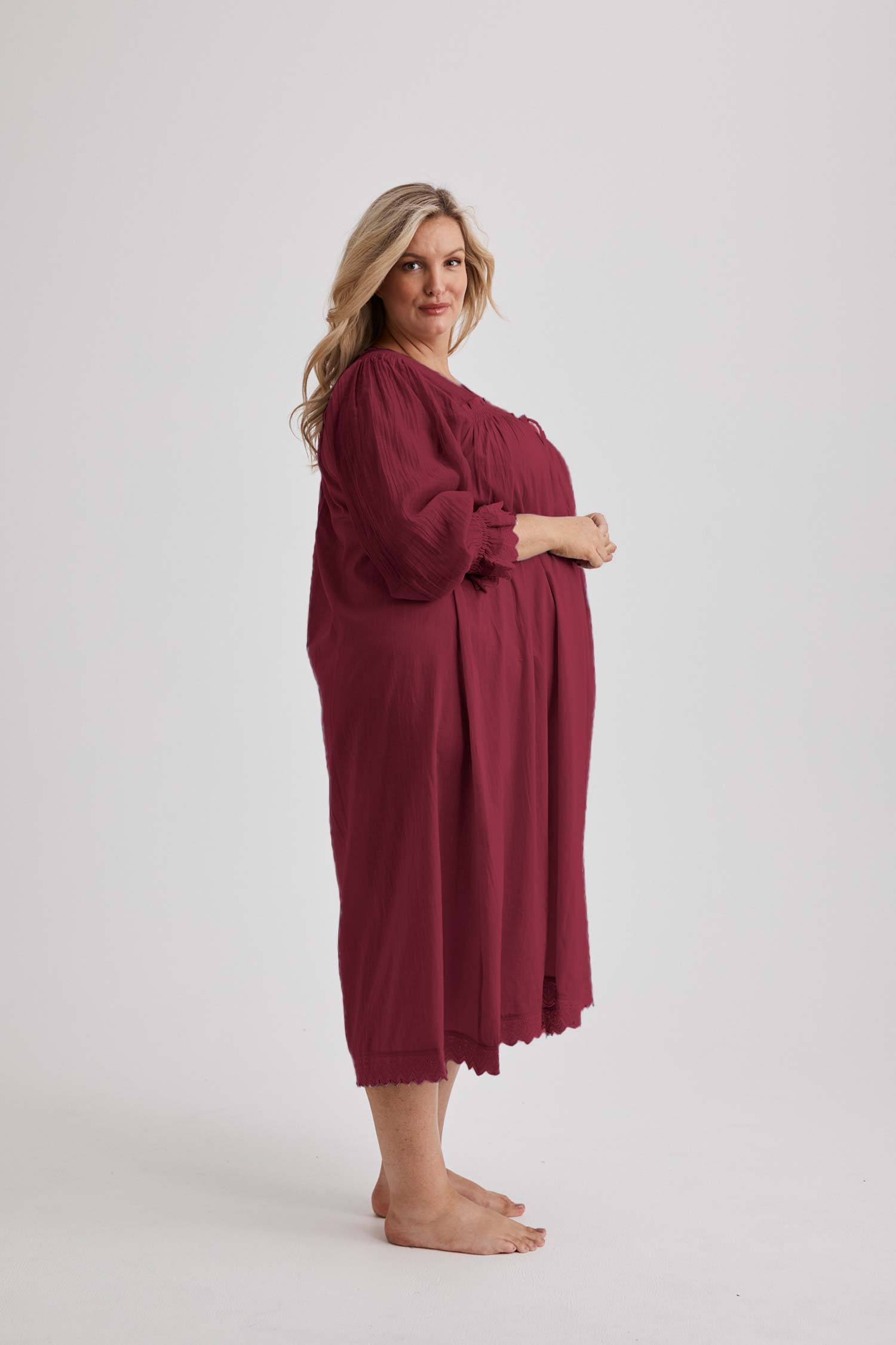 Barbara - Nightgown - Long - Burgundy