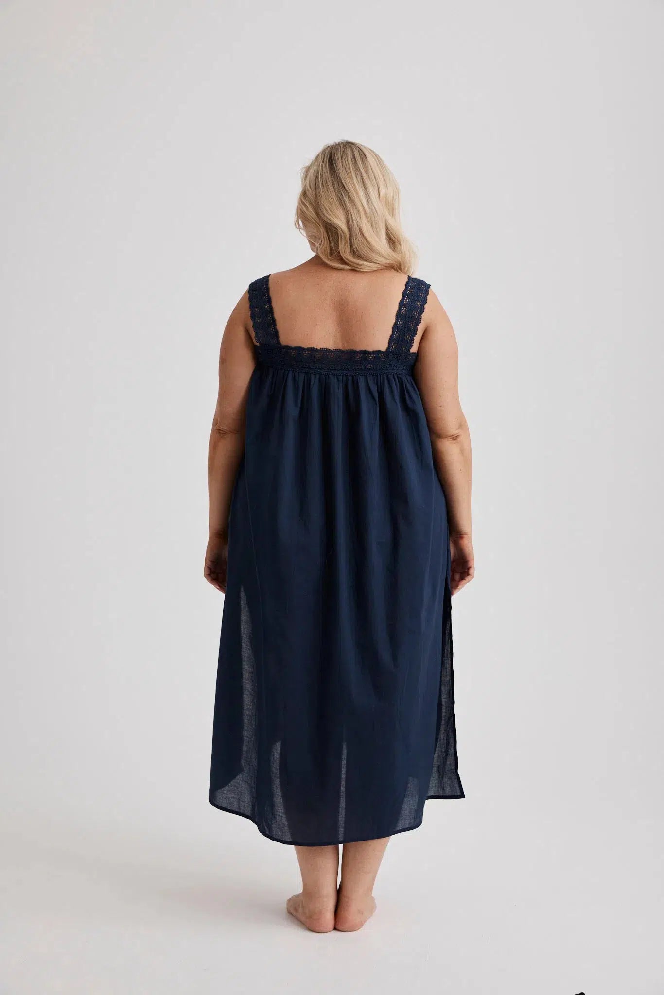 Deborah - Nightie - Mid Length - Navy-Nightie | XS- | Hank & Hera