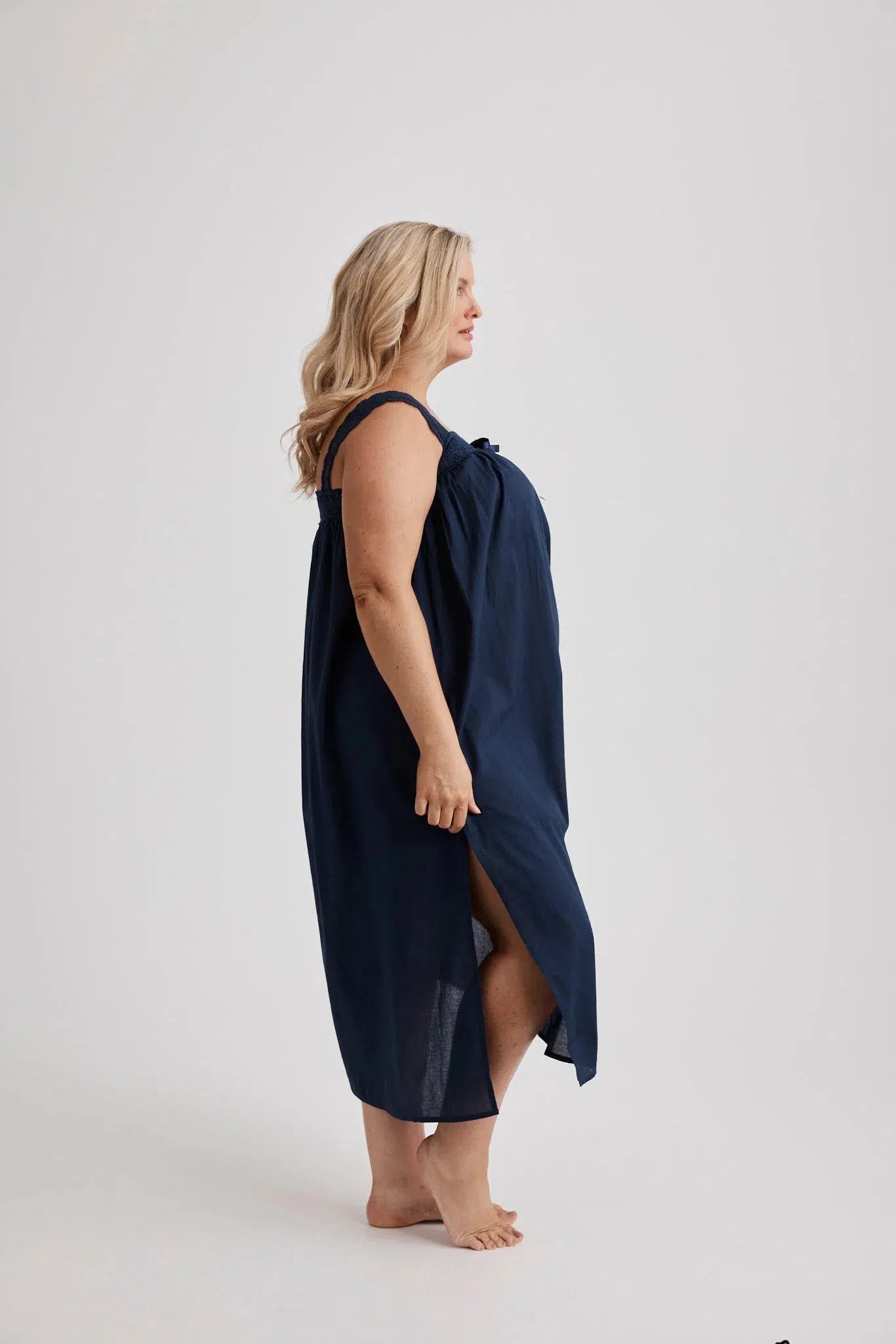 Deborah - Nightie - Mid Length - Navy-Nightie | XS- | Hank & Hera