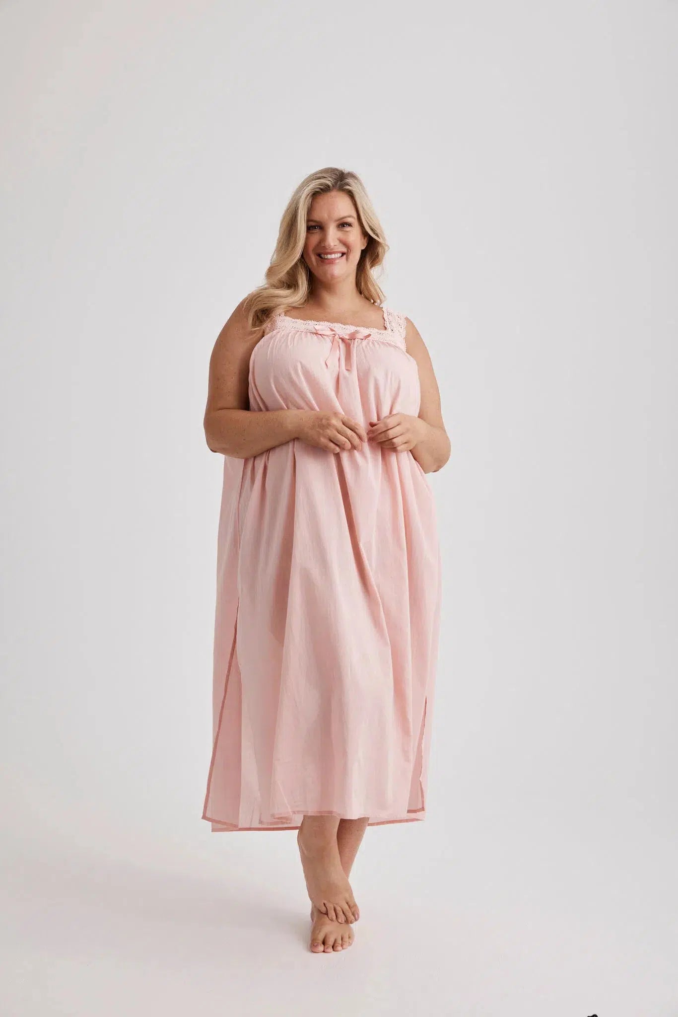Deborah - Nightie - Mid Length - Pink-Nightie | XS- | Hank & Hera