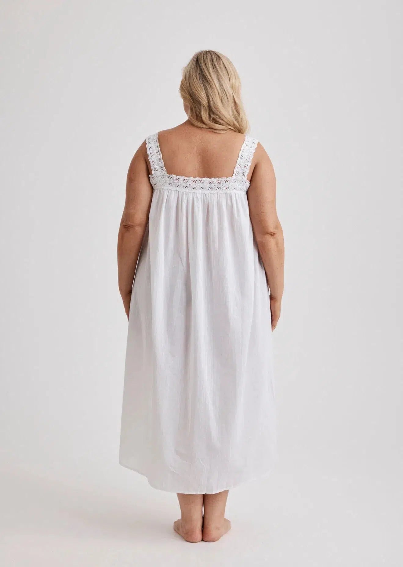 Deborah - Nightie - Mid Length - White-Nightie | XS- | Hank & Hera