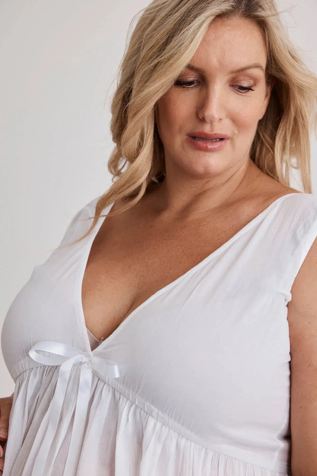 Elizabeth - Nightie - Short - Cotton - White-Nightie | XS- | Hank & Hera