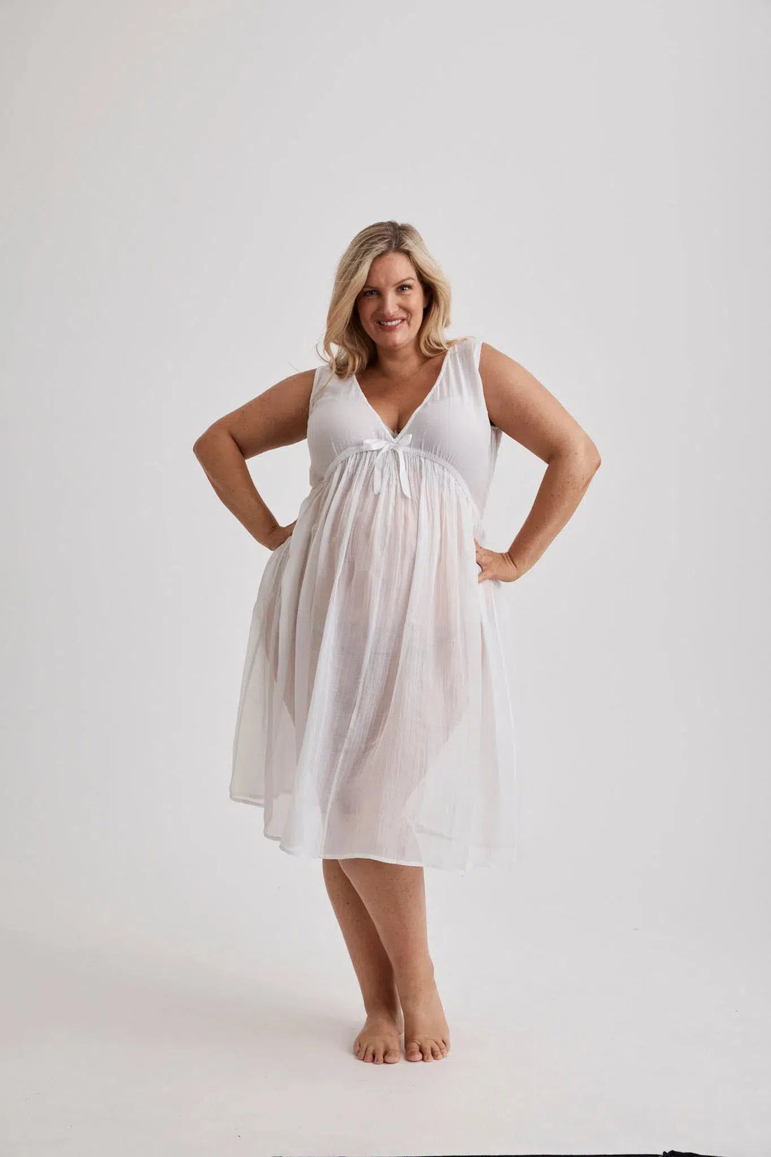Elizabeth - Nightie - Short - Cotton&Silk - White-Nightie | XS- | Hank & Hera
