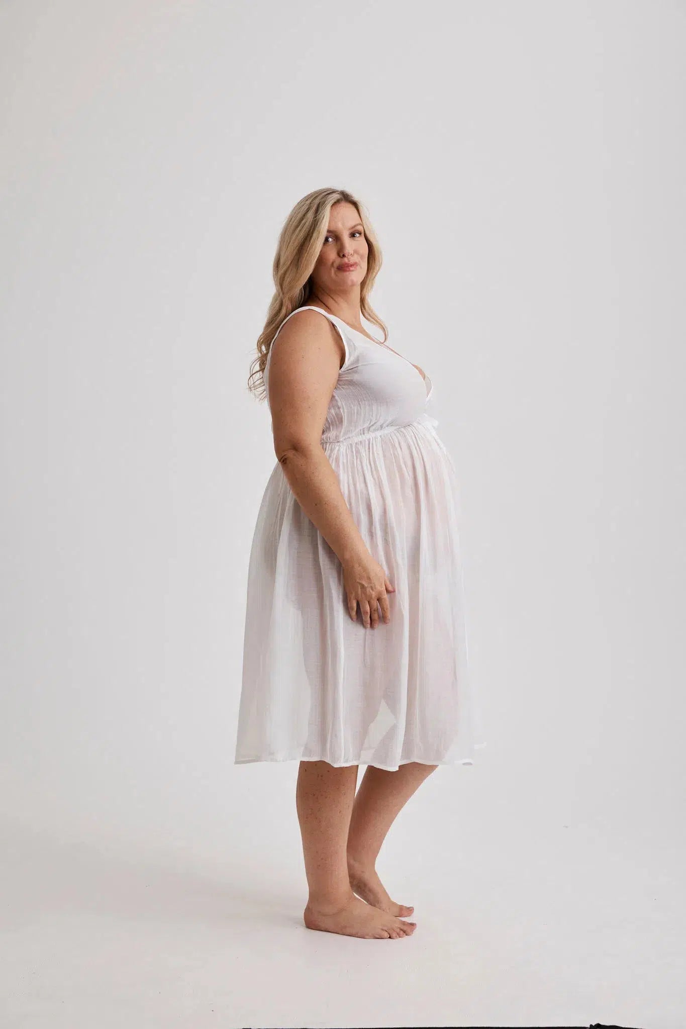 Elizabeth - Nightie - Short - Cotton&Silk - White-Nightie | XS- | Hank & Hera