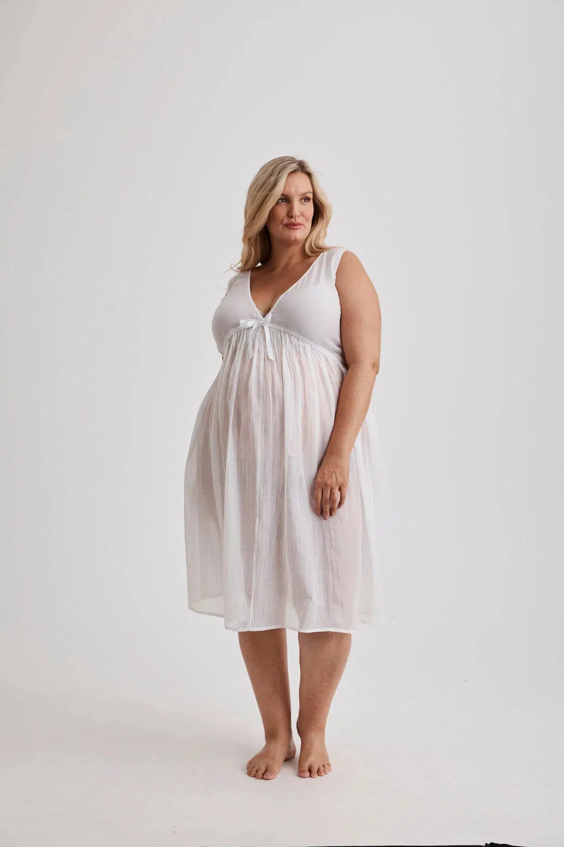 Elizabeth - Nightie - Short - Cotton&Silk - White-Nightie | XS- | Hank & Hera