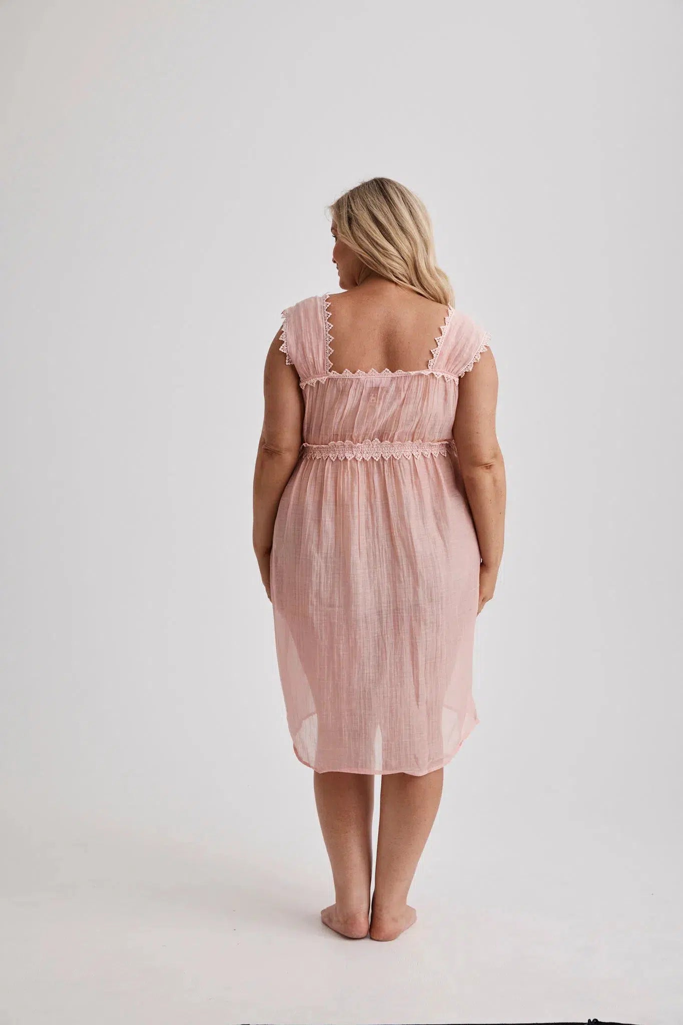 Grace - Nightgown - Knee Length - Pink-Nightdress | XS- | Hank & Hera