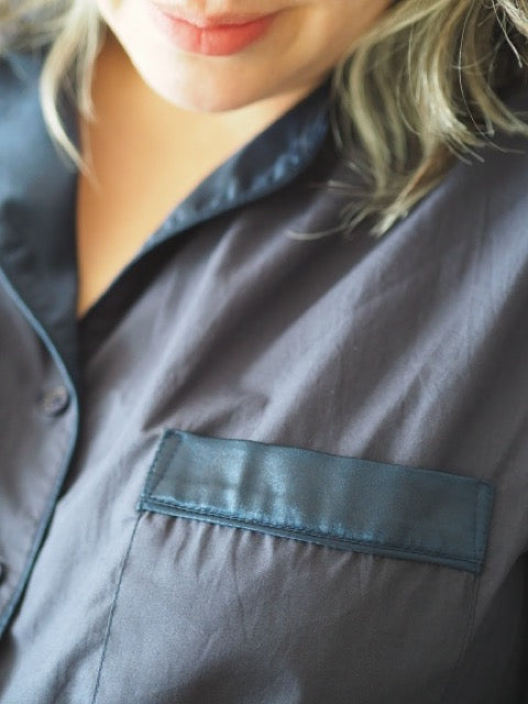 Hera - Pajama Shirt - Cotton - Navy