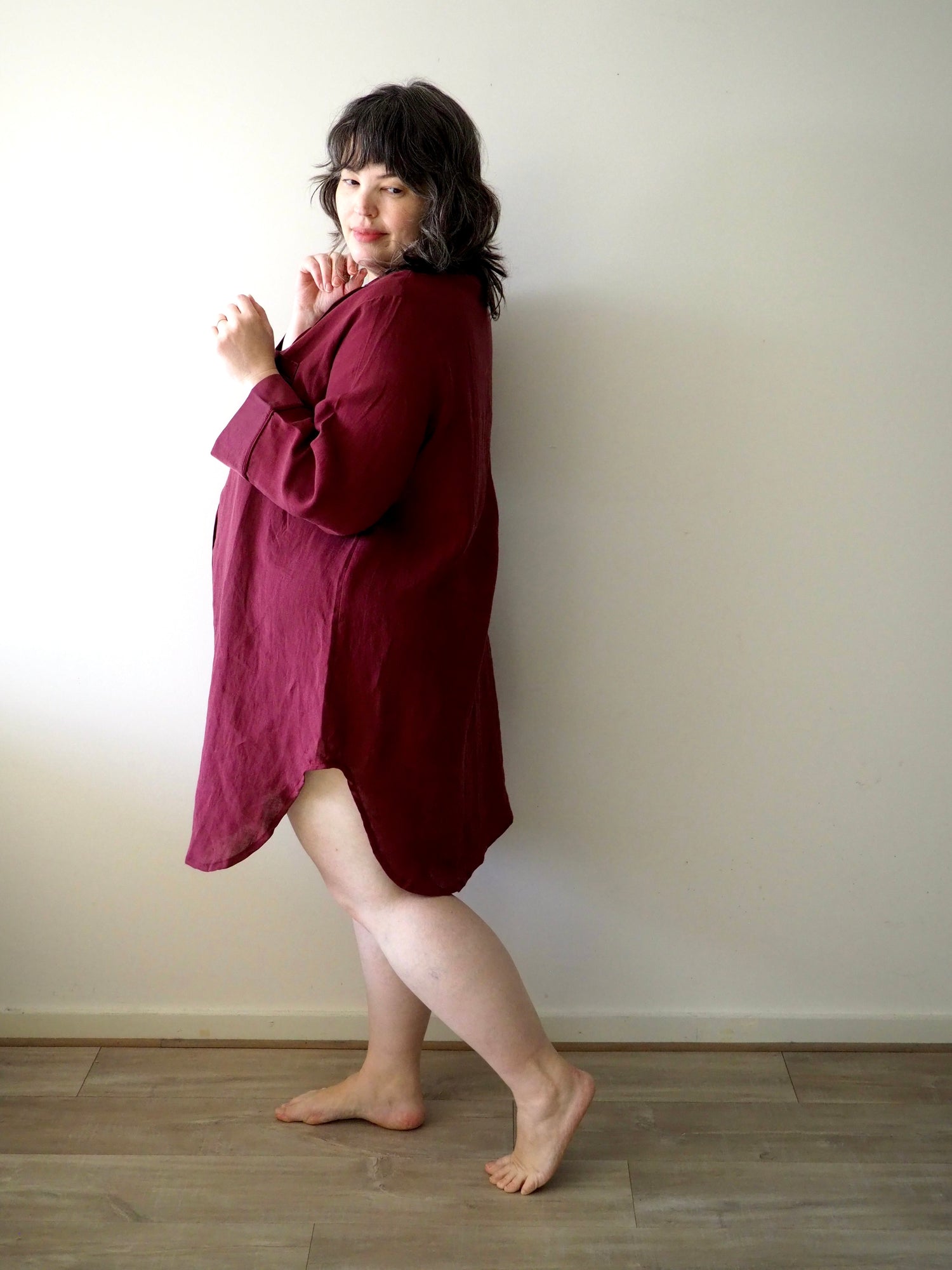 Melanie - Shirt Nightdress - Burgundy