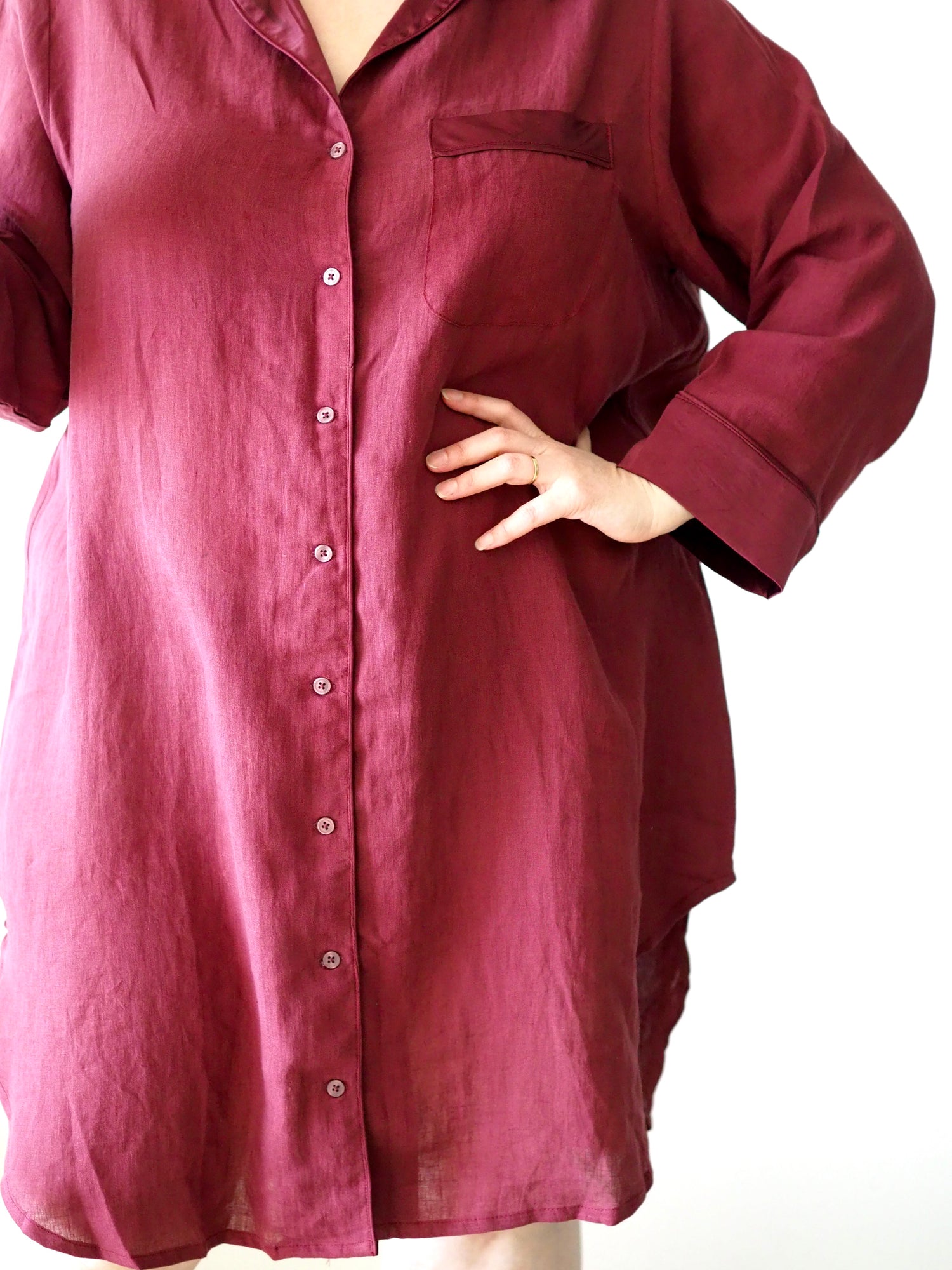 Melanie - Shirt Nightdress - Burgundy