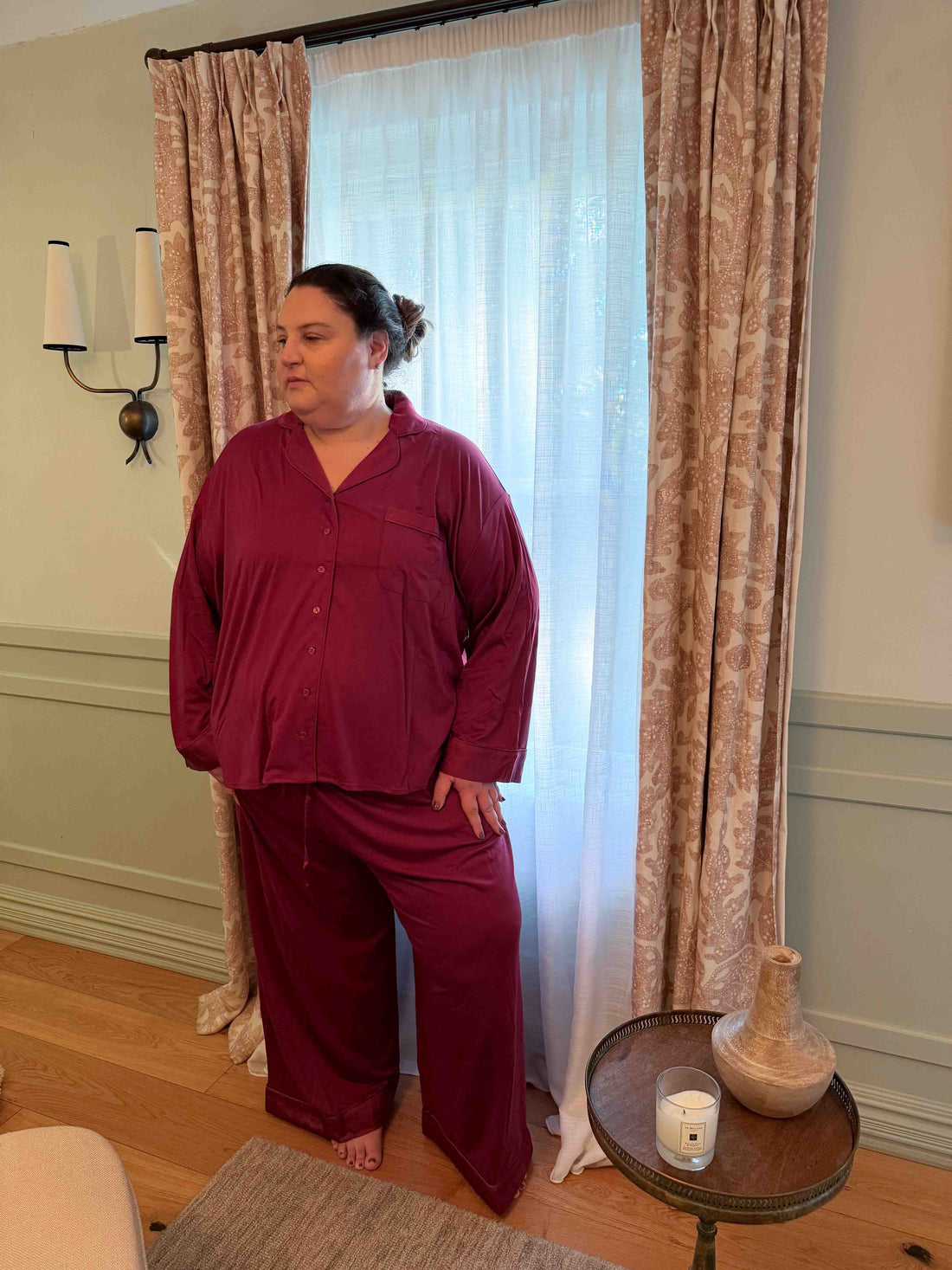 The Hebe - Tencel PJ Shirt - Burgundy