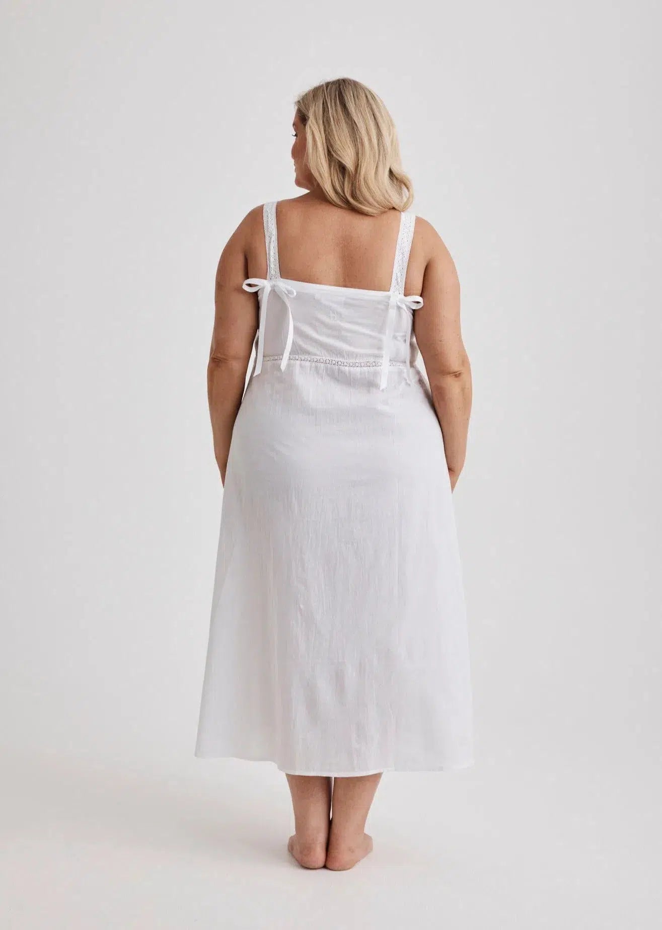 Jessica - Nightie - Mid Length - White-Nightie | XS- | Hank & Hera