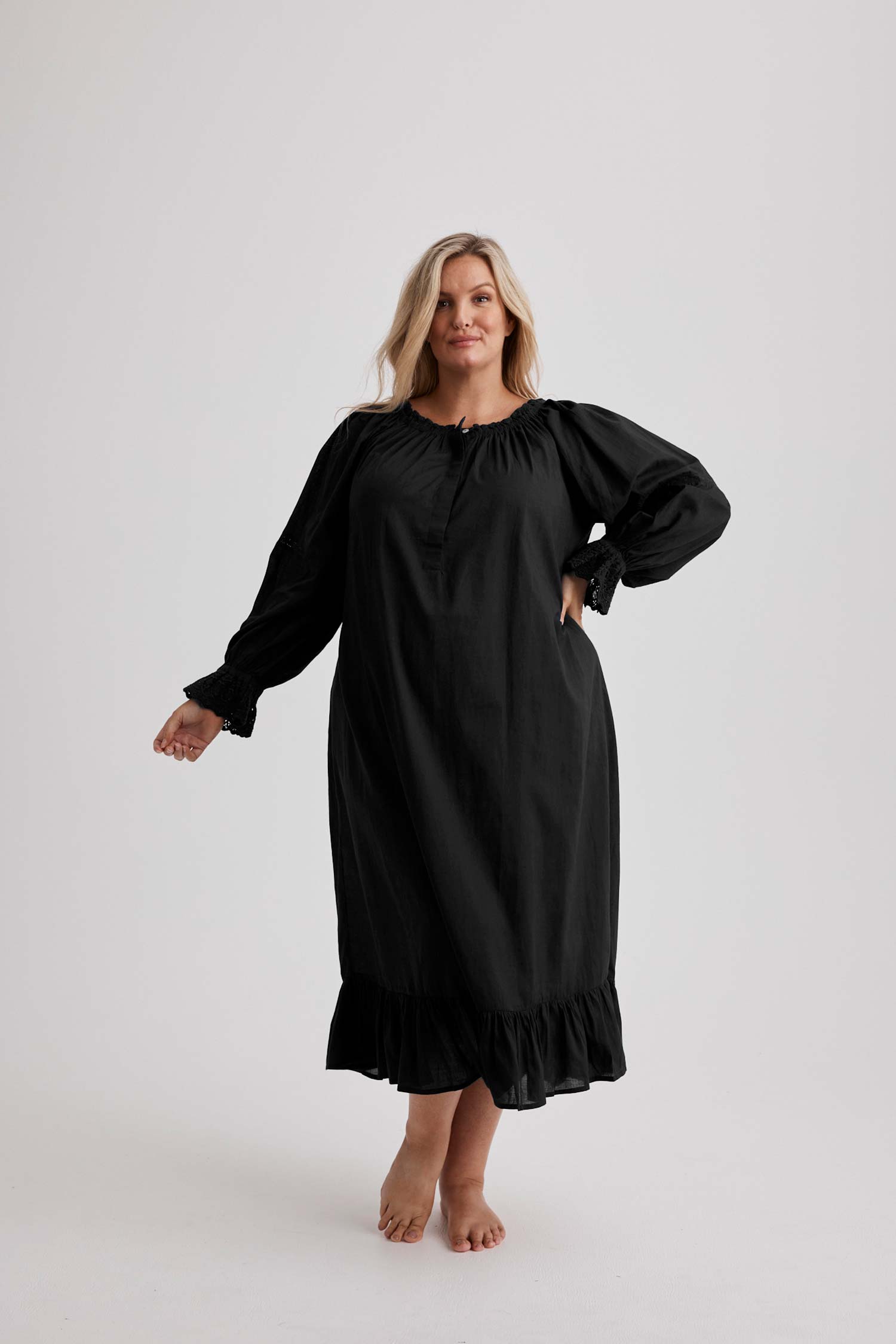 Kareena Nightgown - Cotton - Black