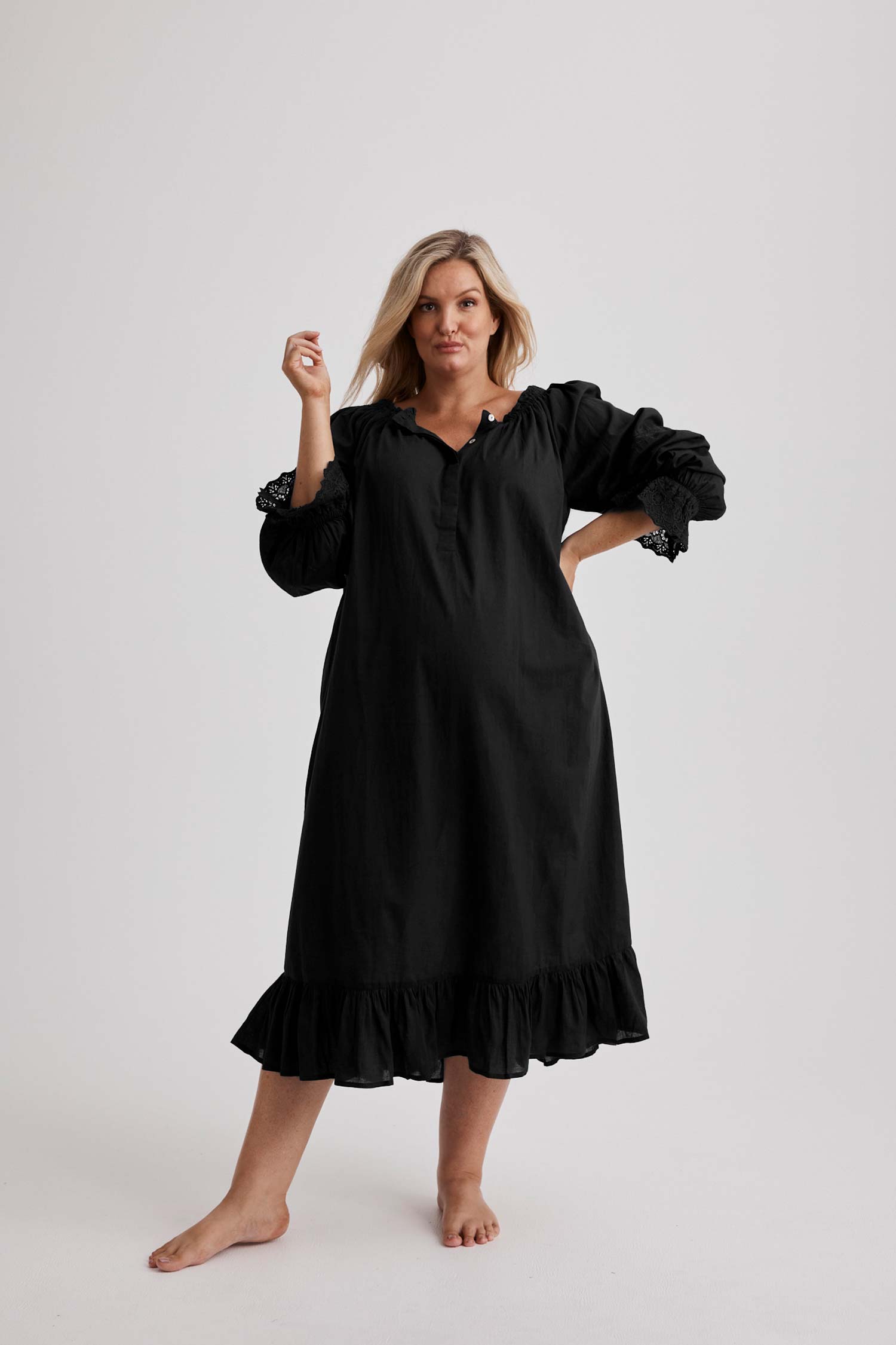 Kareena Nightgown - Cotton - Black