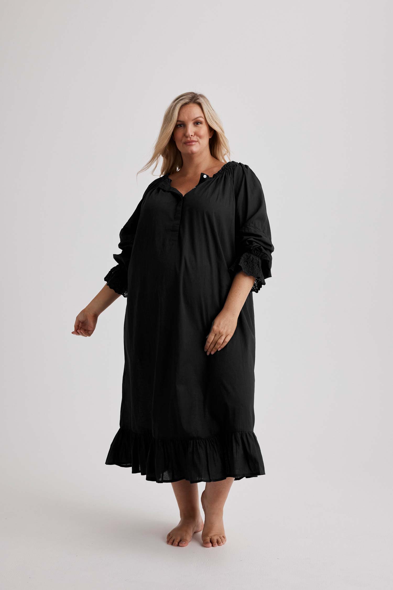 Kareena Nightgown - Cotton - Black