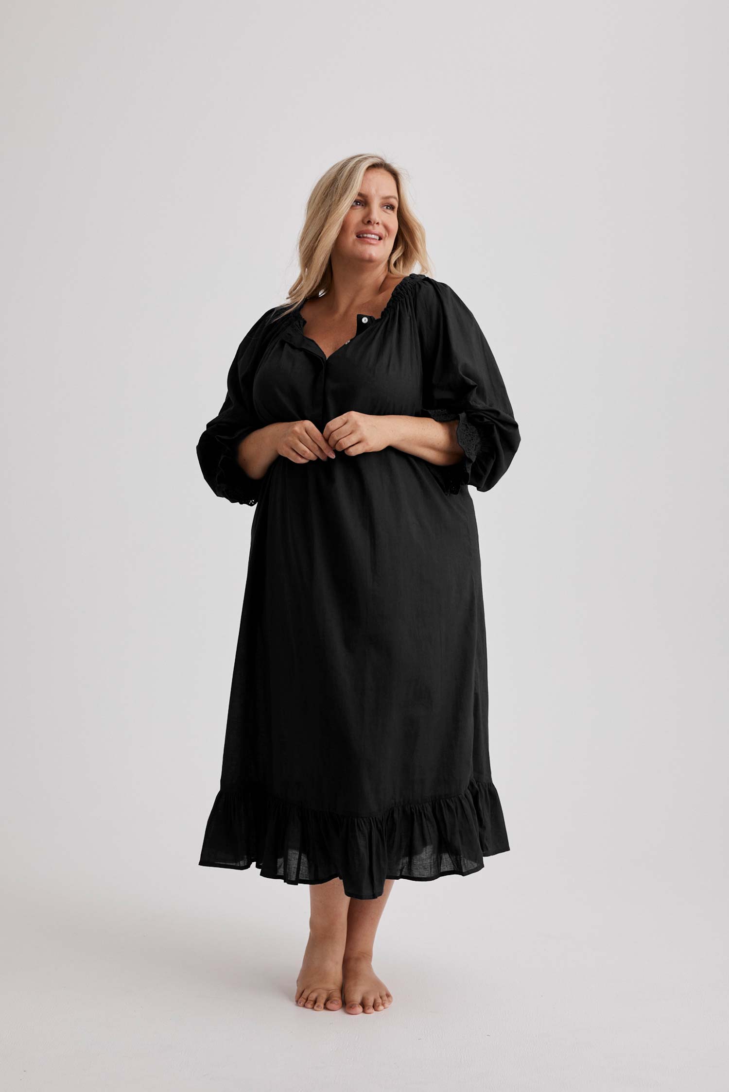Kareena Nightgown - Cotton - Black