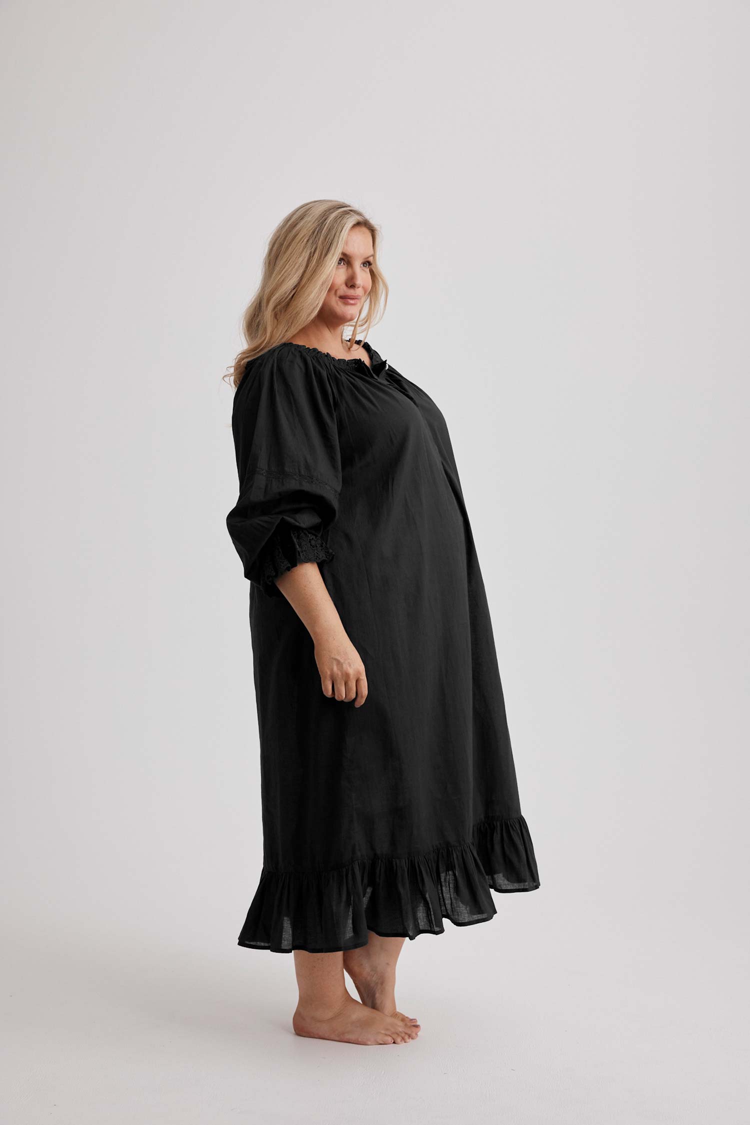 Kareena Nightgown - Cotton - Black
