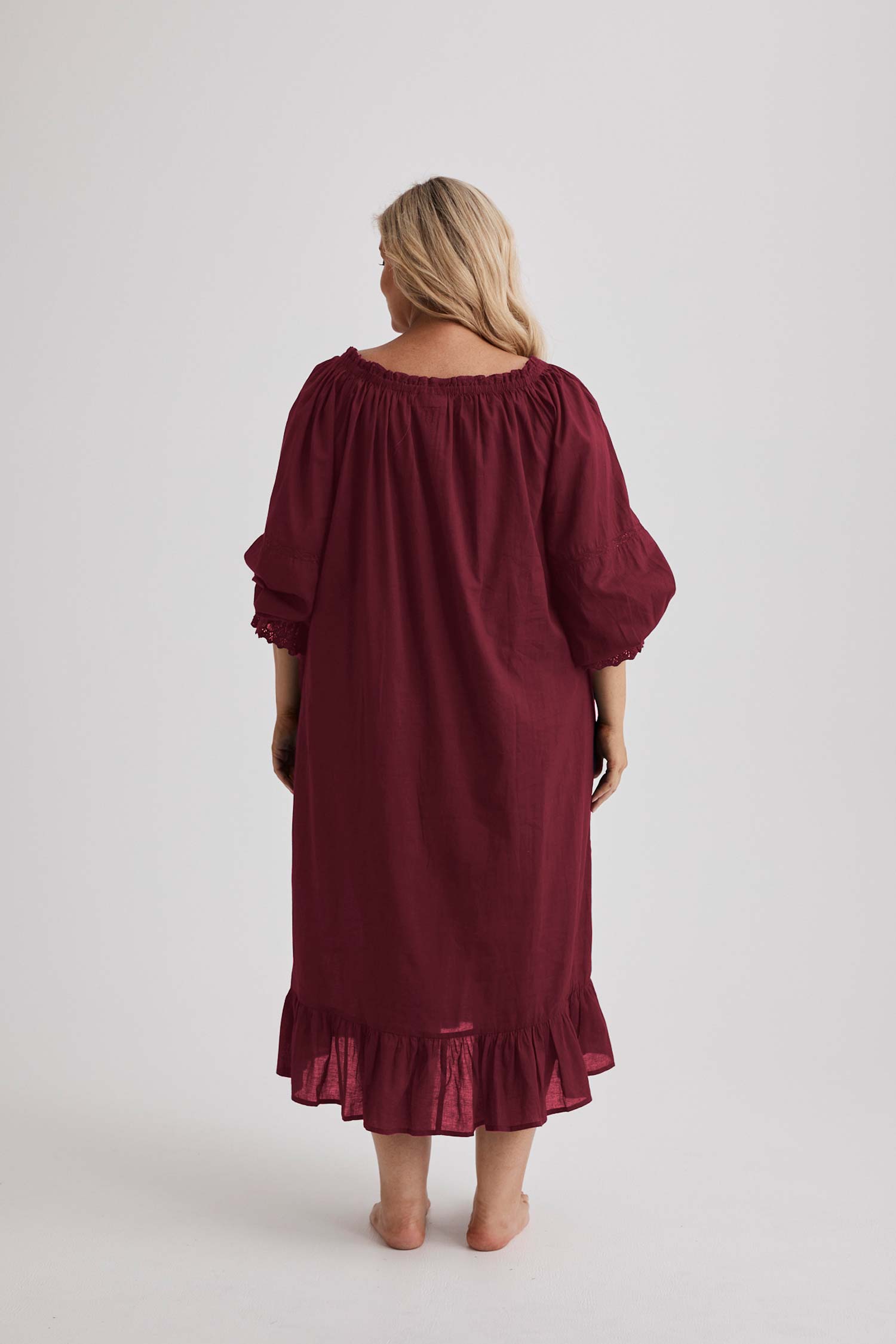 Kareena Nightgown - Cotton - Burgundy