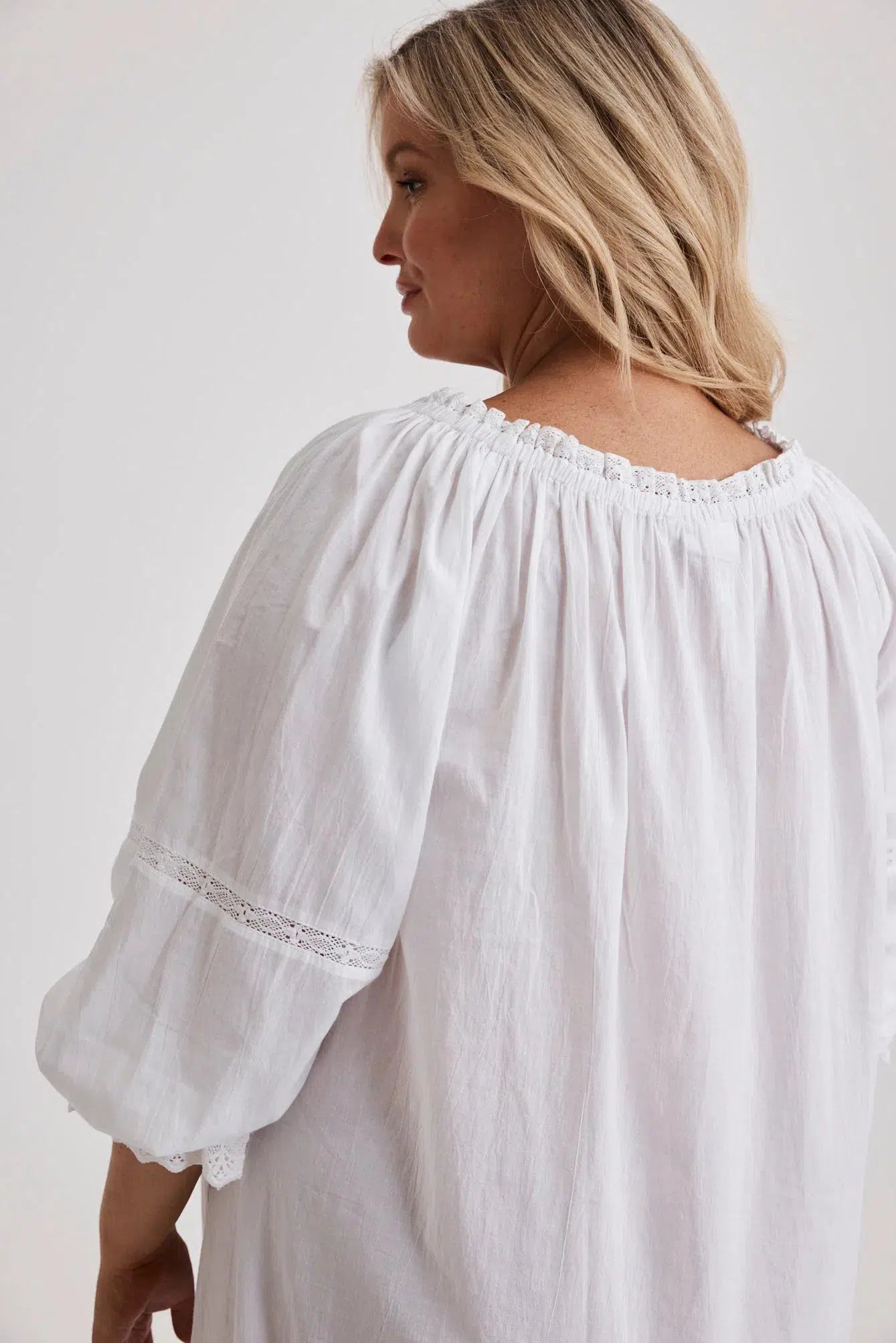 Kareena - Nightgown - Long - White - Cotton-Nightdress | XS- | Hank & Hera