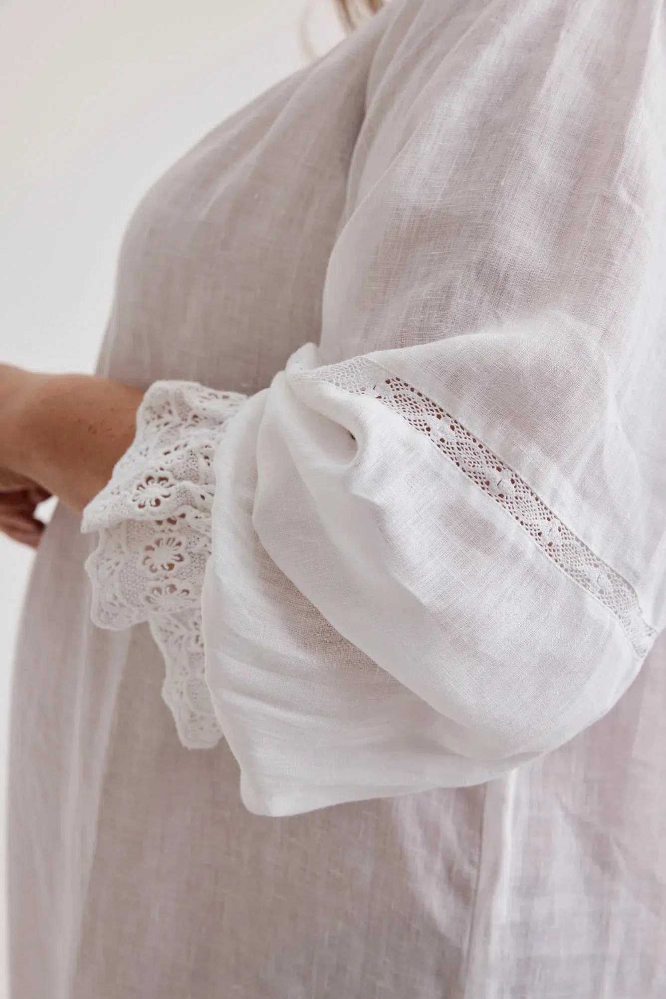 Kareena - Nightgown - Long - White - Linen-Nightdress | XS- | Hank & Hera