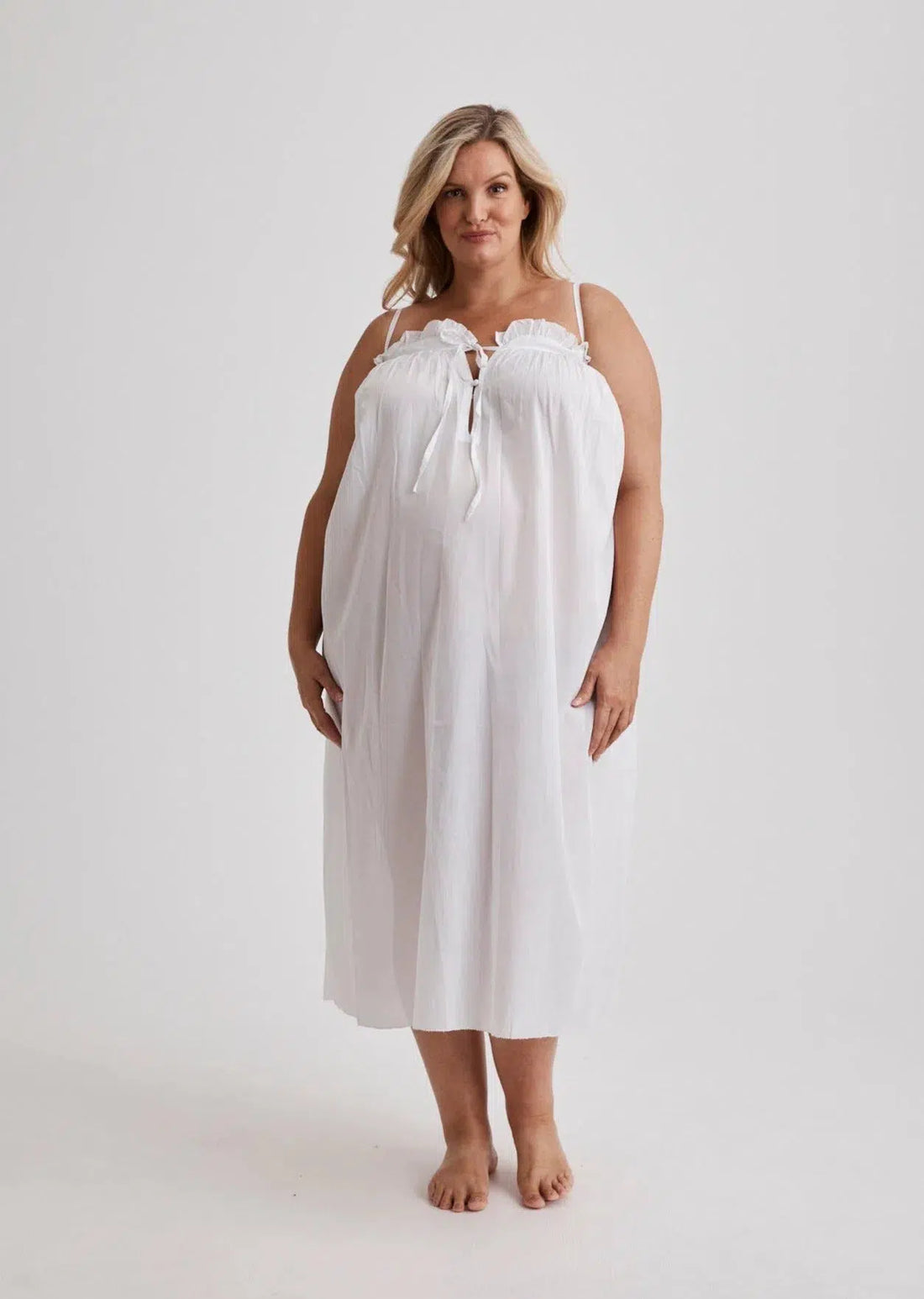 Katie - Nightdress - Long - White-Nightdress | XS- | Hank & Hera