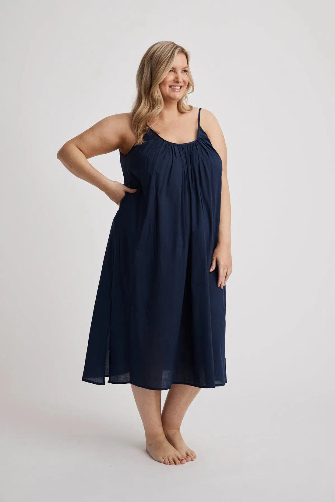 Leilani - Nightdress - Long - Navy-Nightdress | XS- | Hank & Hera