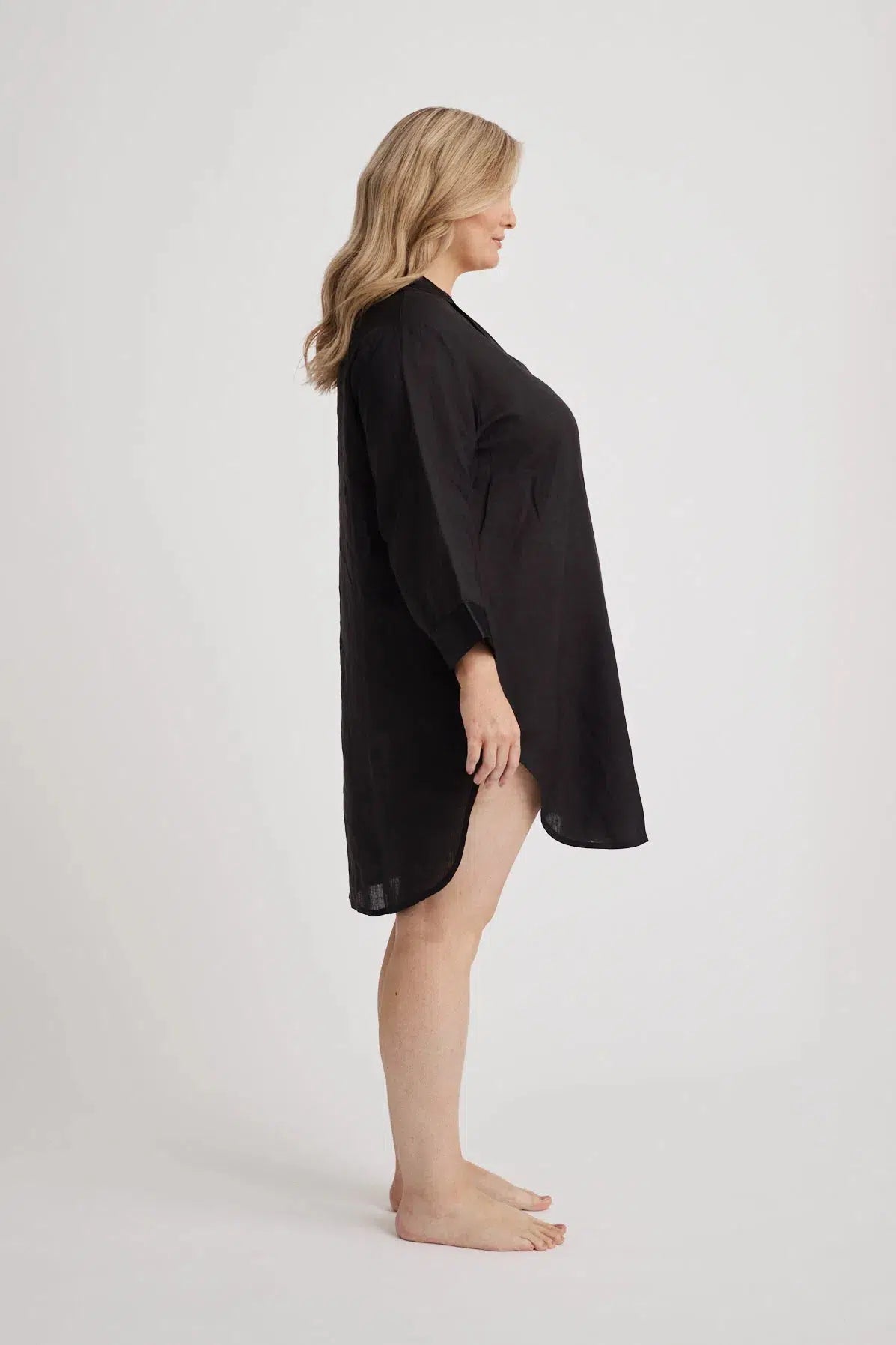 Melanie - Shirt Nightdress - Black-Shirt Nightdress | XS- | Hank & Hera
