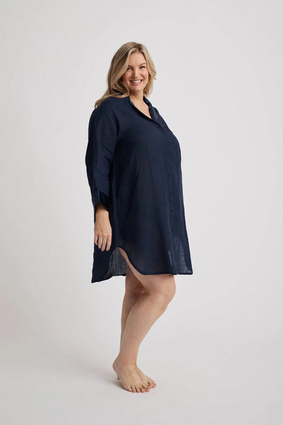 Melanie - Shirt Nightdress - Navy-Shirt Nightdress | XS- | Hank & Hera