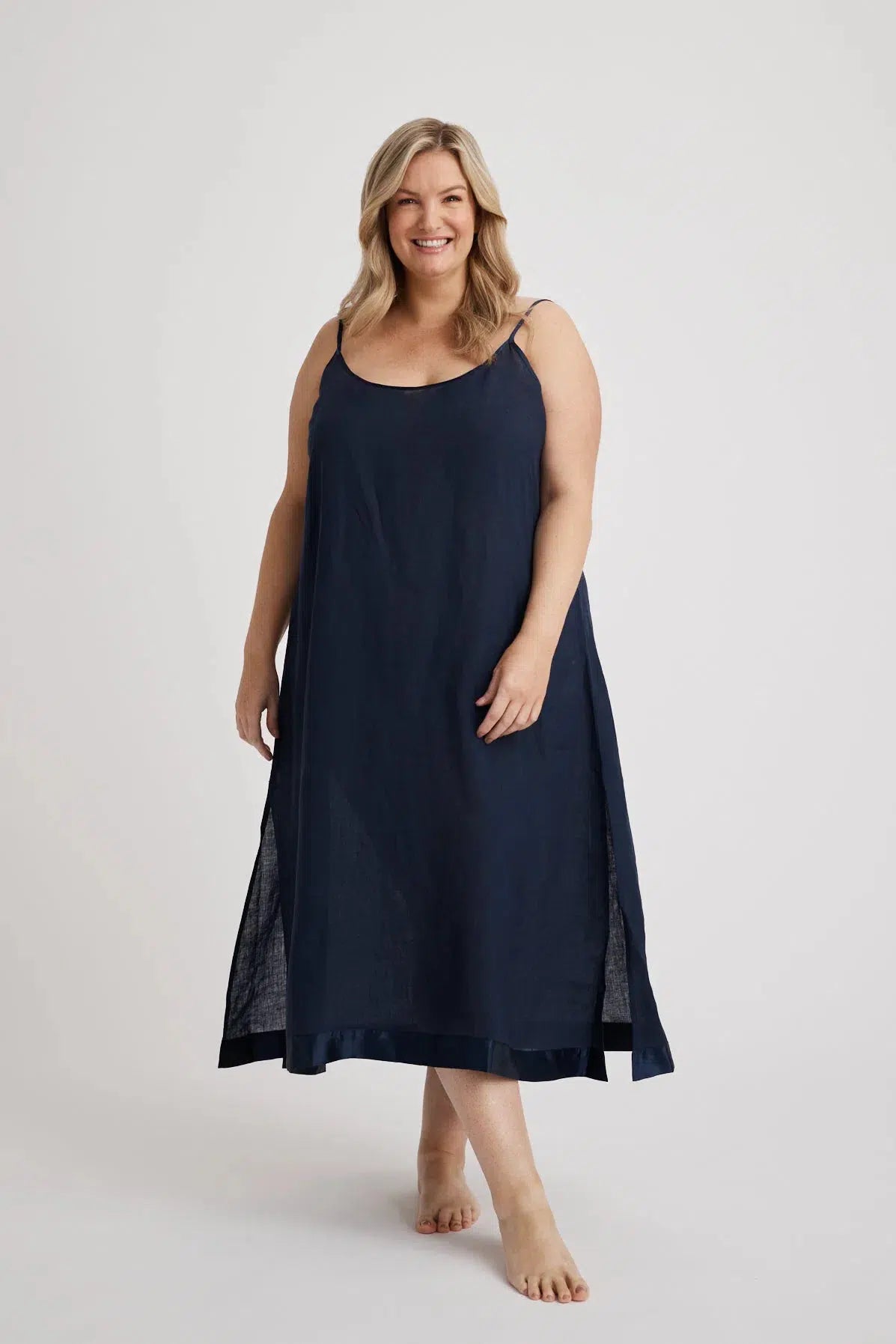 Renae - Slip Nightdress - Long - Navy-Slip Nightdress | XS- | Hank & Hera