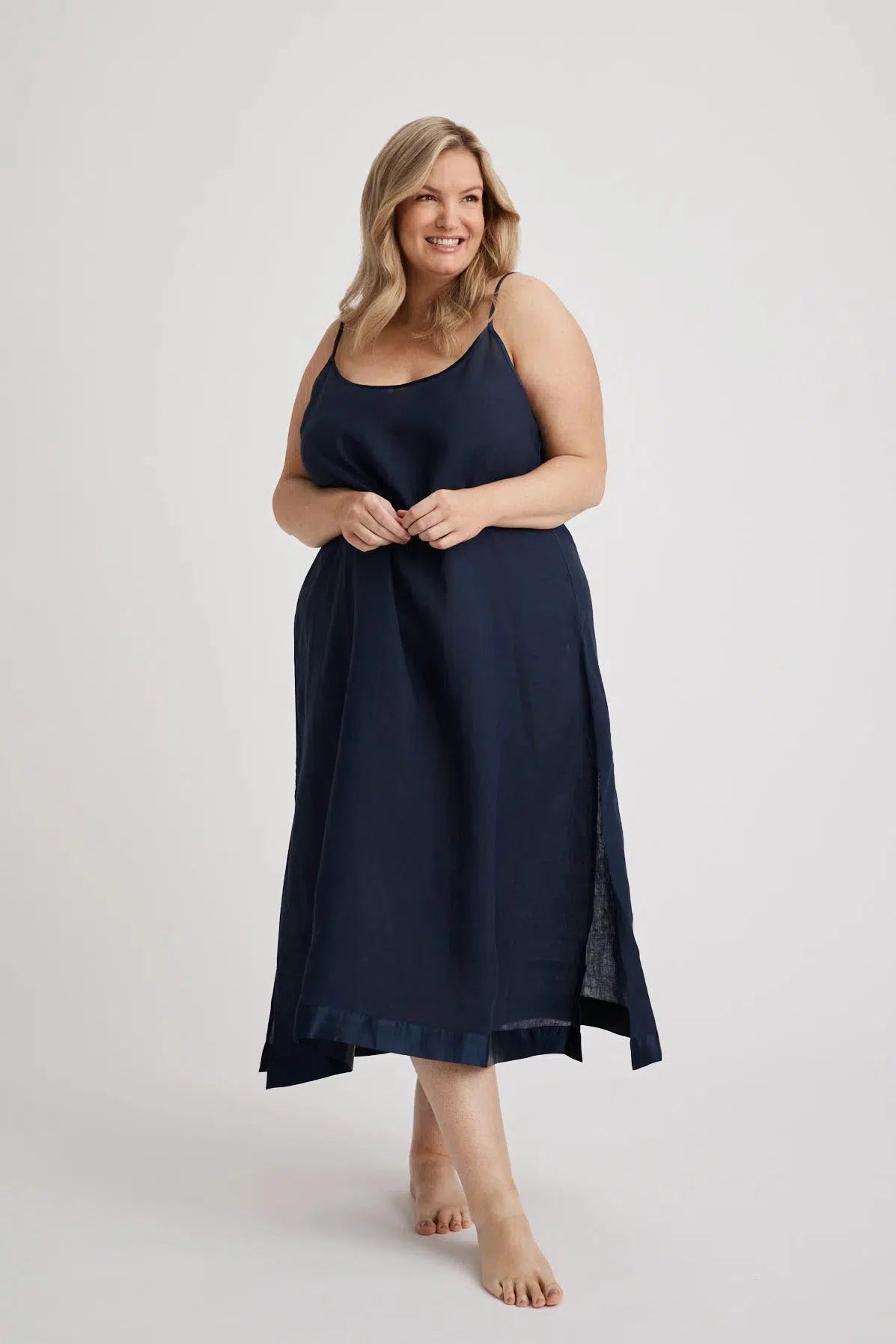 Renae - Slip Nightdress - Long - Navy-Slip Nightdress | XS- | Hank & Hera