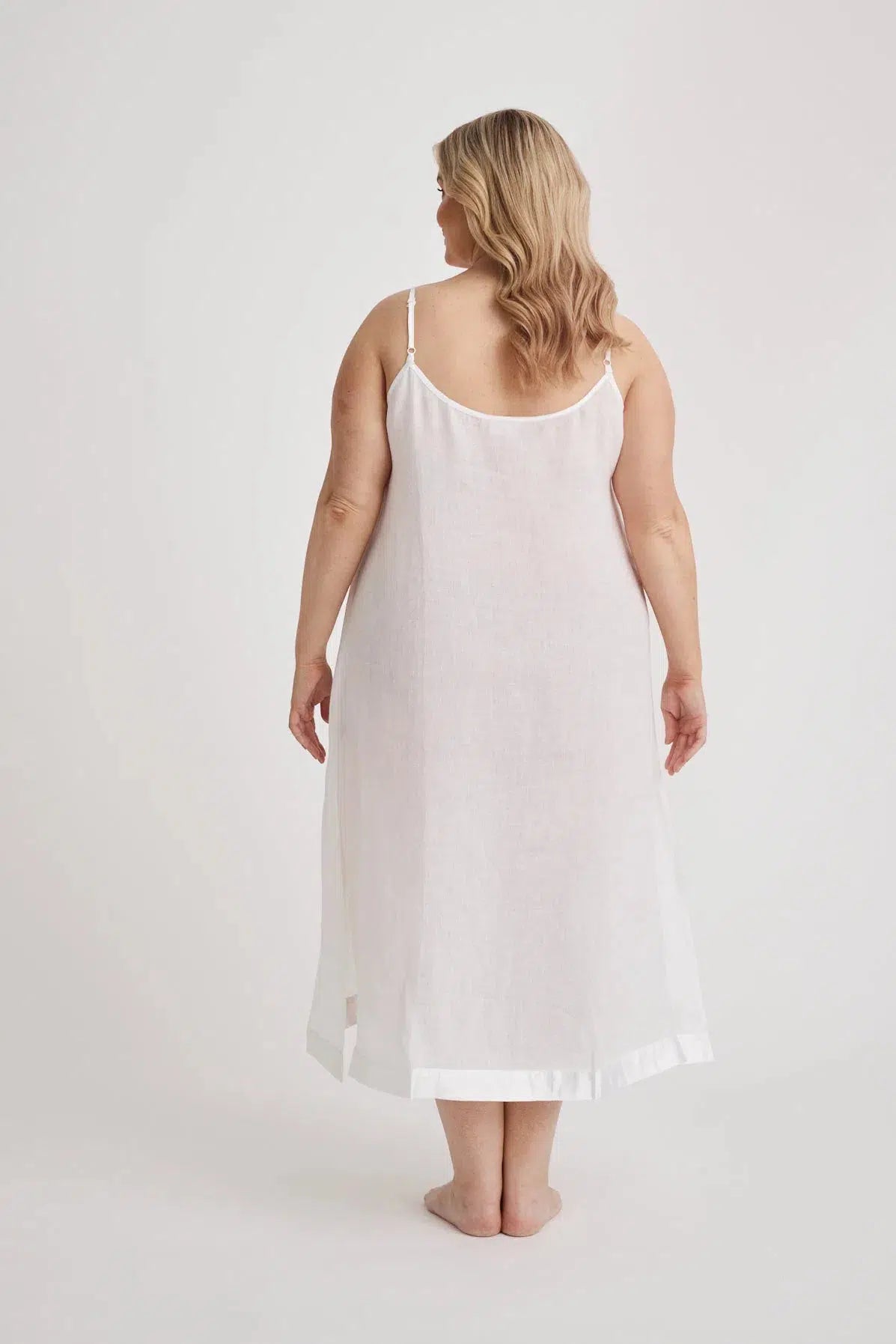 Renae - Slip Nightdress - Long - White-Slip Nightdress | S- | Hank & Hera